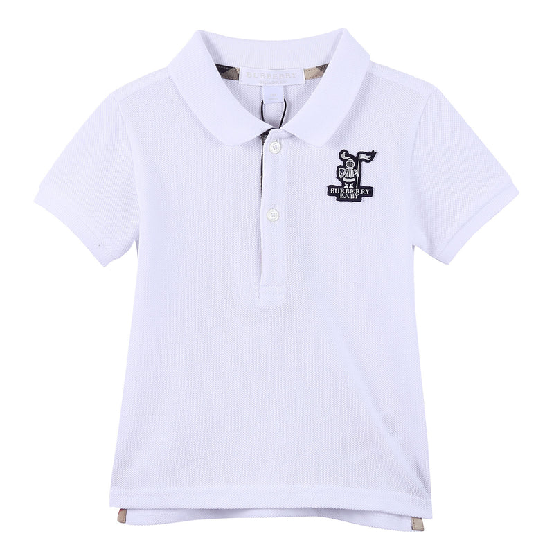 Baby Boys White Cotton Polo Shirt With Embroidered Logo - CÉMAROSE | Children's Fashion Store - 1