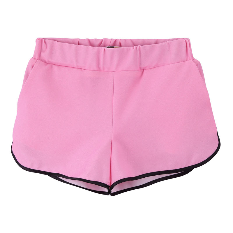 Girls Pink Shorts With Multicolor Edge Trim - CÉMAROSE | Children's Fashion Store - 1