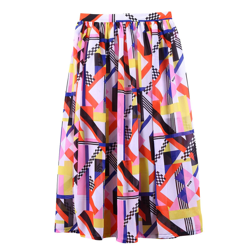 Girls Multicolor Printed Elastic Waist Silk Skirt - CÉMAROSE | Children's Fashion Store - 1