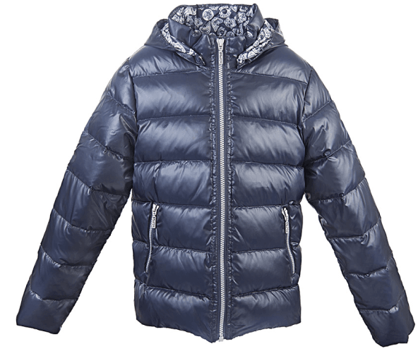 Boys Navy Blue Down Padded Jacket With Print Lining - CÉMAROSE | Children's Fashion Store