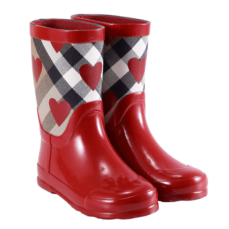 Girls Red Rain Boots With House Check & Hearts - CÉMAROSE | Children's Fashion Store - 1