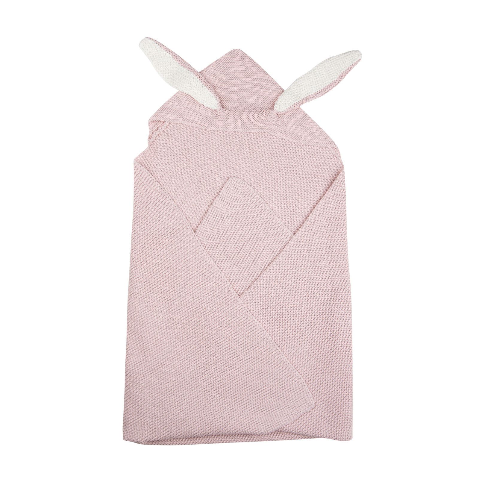 Baby Light Pink Alpaga Wool Bunny Ears Blanket - CÉMAROSE | Children's Fashion Store