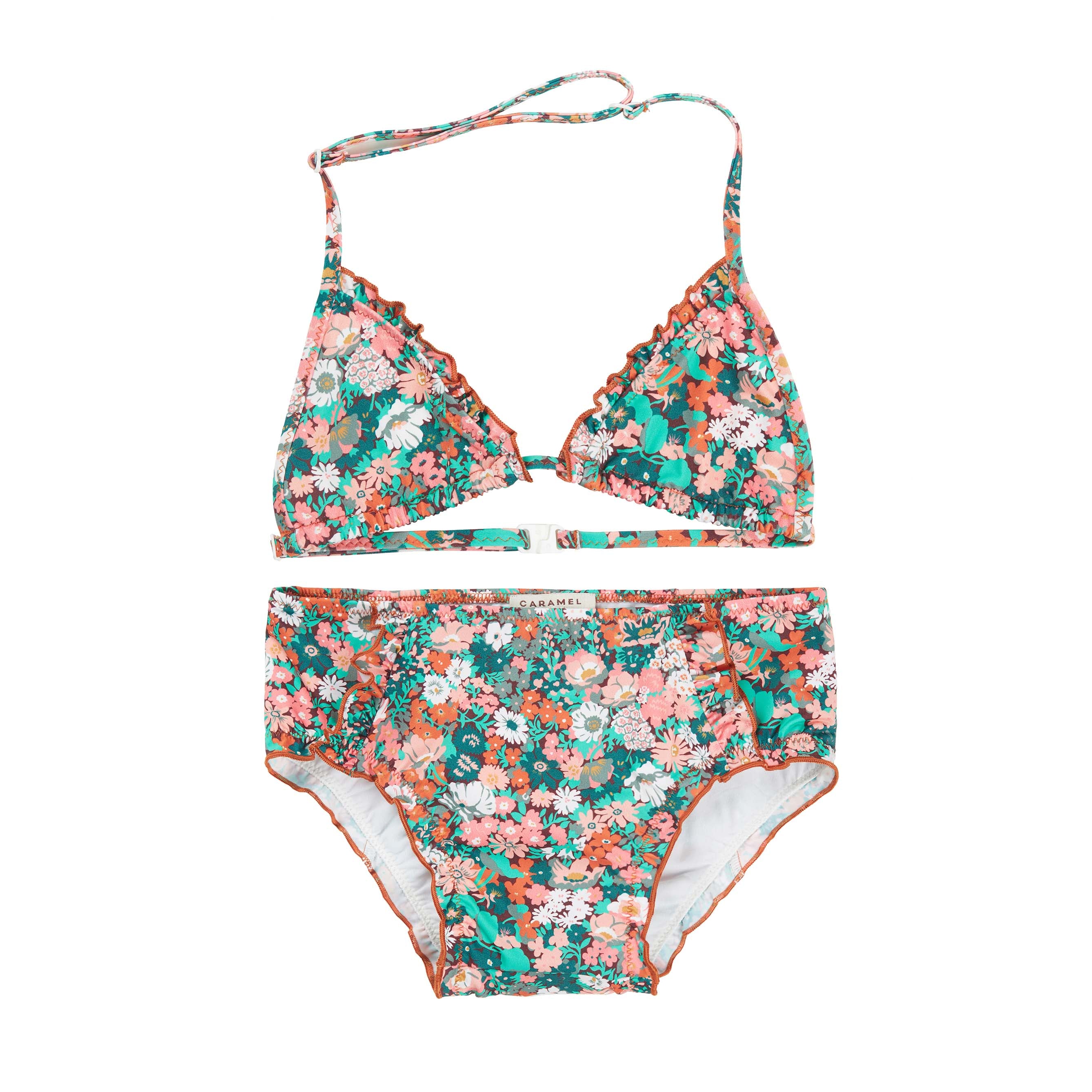 Girls Green Floral Swimsuit