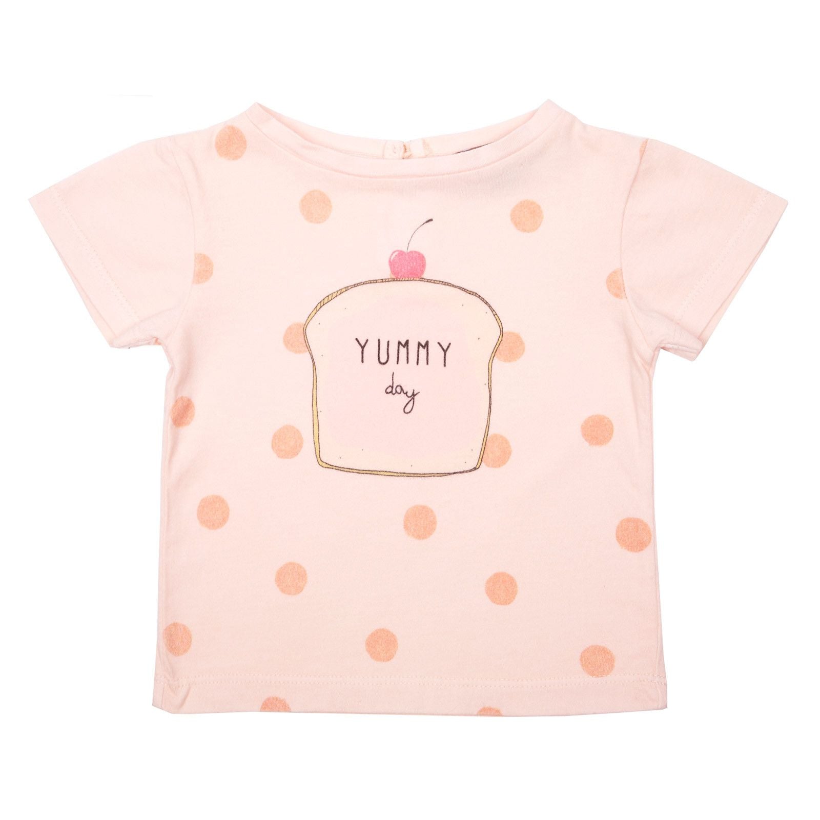 Girls Pink Bread Printed T-Shirt With Spot Trims - CÉMAROSE | Children's Fashion Store