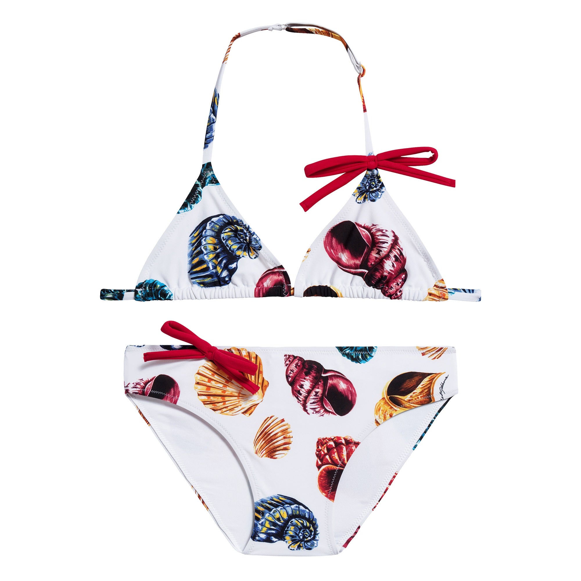 Girls White Printed Swimwear