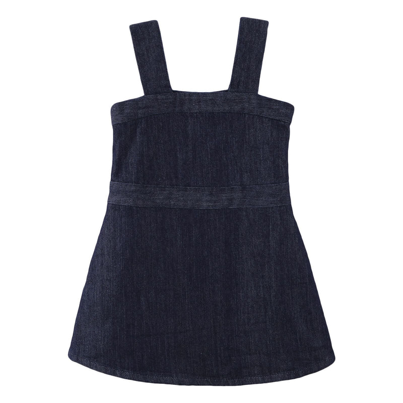 Girls Navy Blue Cotton Sleeveless Denim Dress - CÉMAROSE | Children's Fashion Store - 1