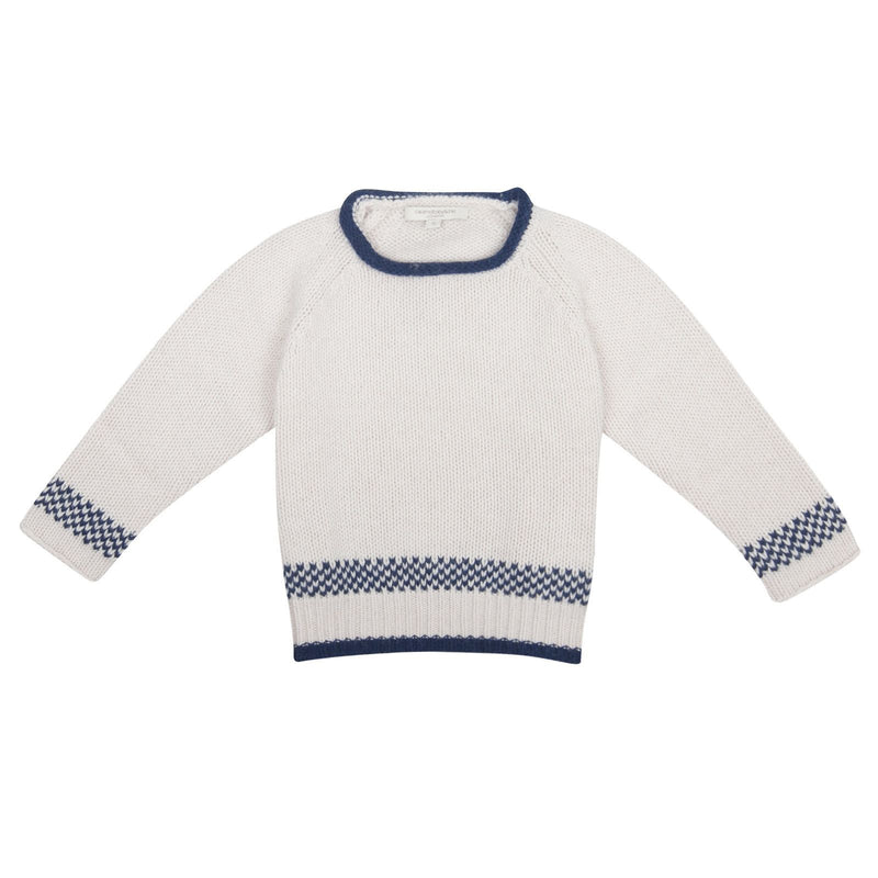 Boys&Girls White Two Tone Knitted Luxurious Sweater - CÉMAROSE | Children's Fashion Store - 1