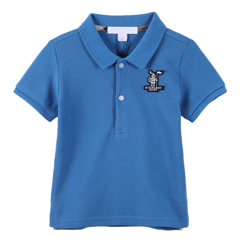 Baby Boys Light Blue Cotton Polo Shirt With Embroidered Logo - CÉMAROSE | Children's Fashion Store - 1