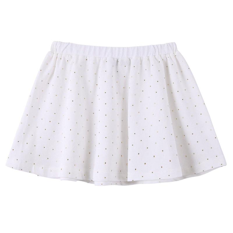 Baby Girls White Cotton Skirt With Gold Spot Trims - CÉMAROSE | Children's Fashion Store - 2