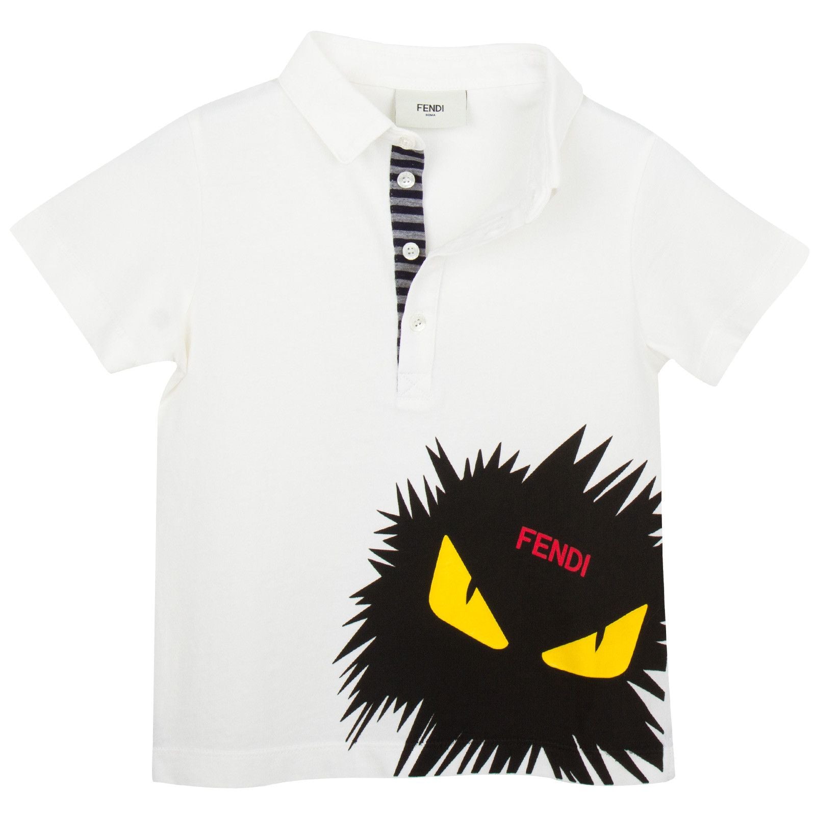 Boys White Short Sleeve Polo Shirt With Monster Logo - CÉMAROSE | Children's Fashion Store - 1