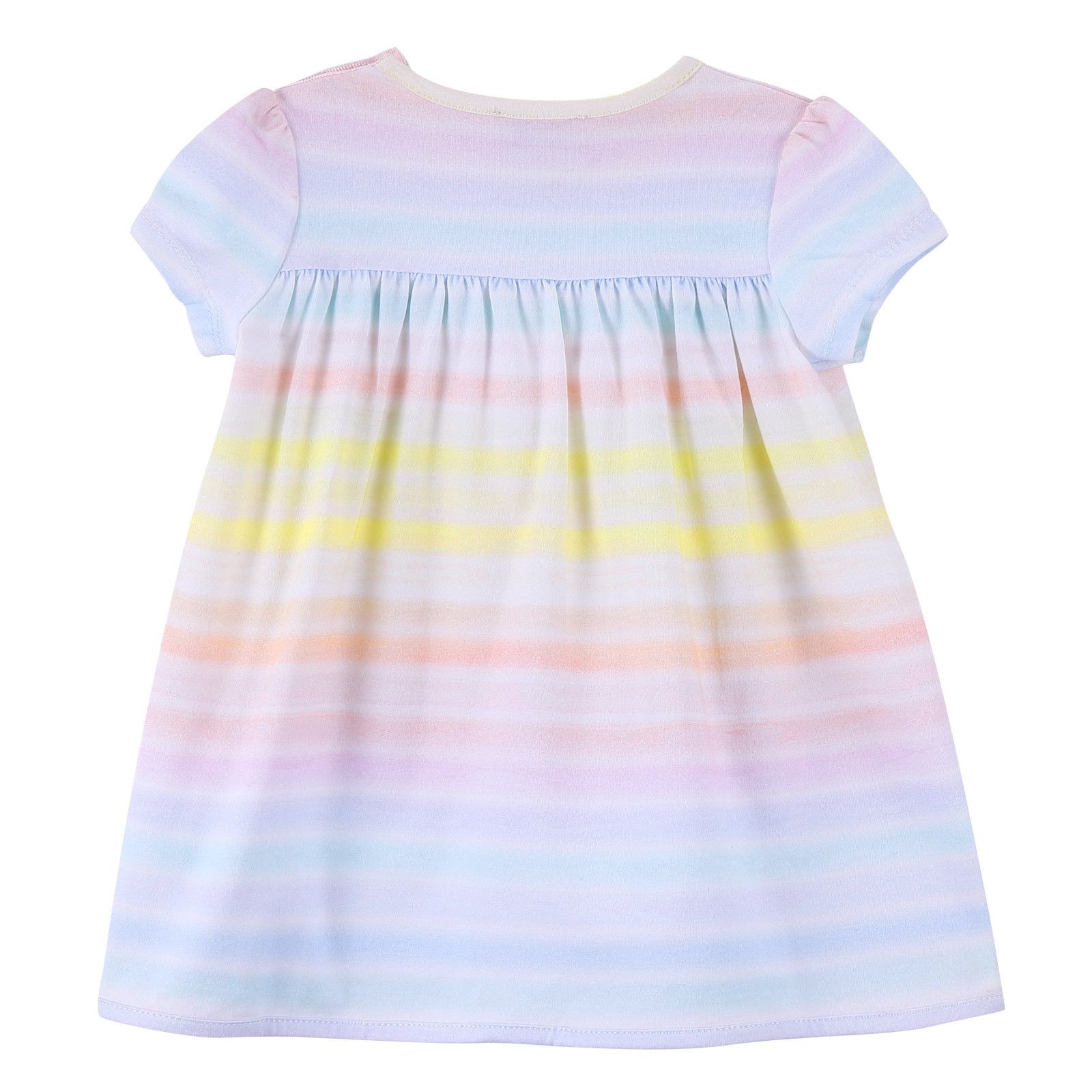Baby Girls White Cotton Dress With Colorful Stripe - CÉMAROSE | Children's Fashion Store - 2