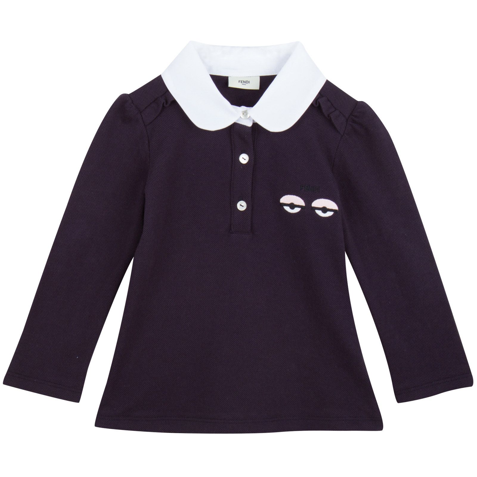 Baby Girls Blue Monster Long Sleeve Polo Shirt - CÉMAROSE | Children's Fashion Store - 1