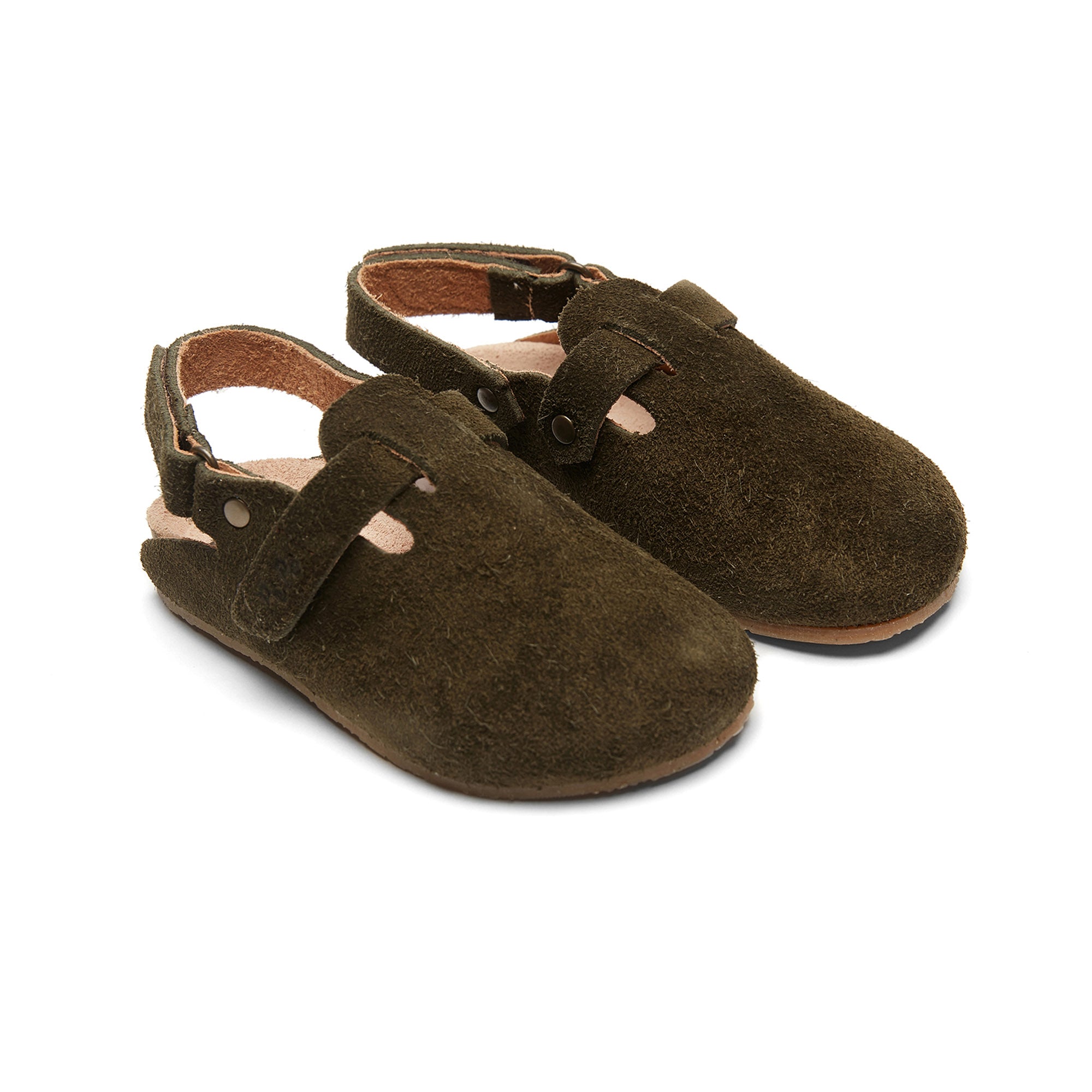 Boys & Girls Dark Brown Slippers With Ankle Strap