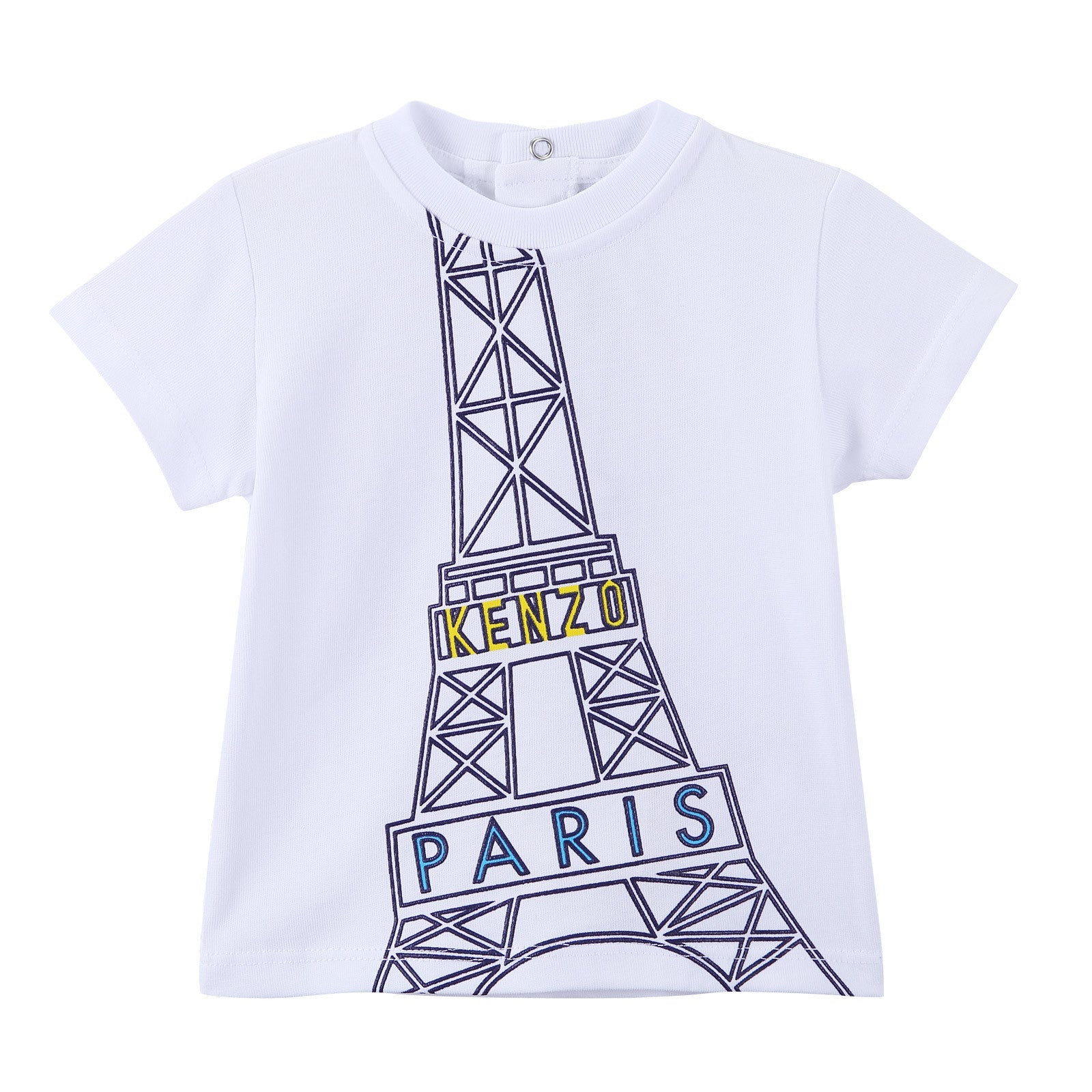 Baby Boys White Eiffel Tower Printed Cotton T-Shirt - CÉMAROSE | Children's Fashion Store - 1
