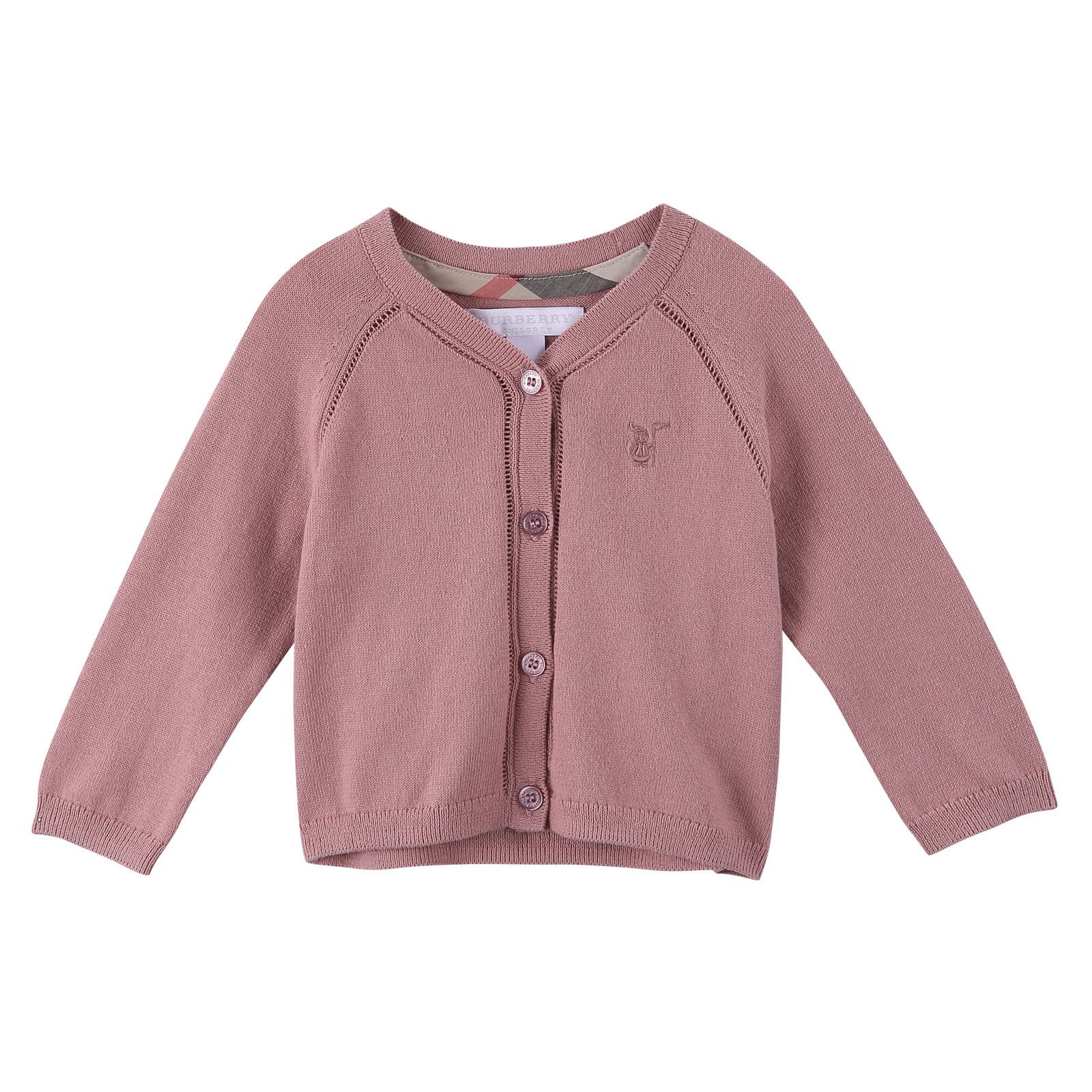 Baby Girls Light Pink Knitted Cotton Cardigan - CÉMAROSE | Children's Fashion Store - 1