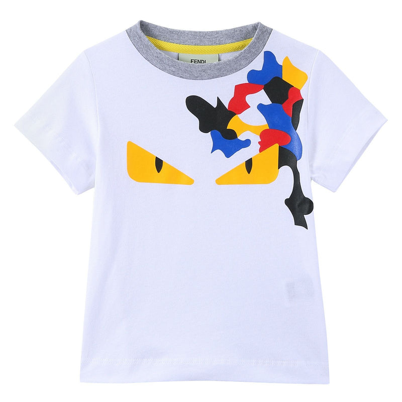 Boys White 'Monster' Eyes Printed Cotton T-Shirt - CÉMAROSE | Children's Fashion Store - 1