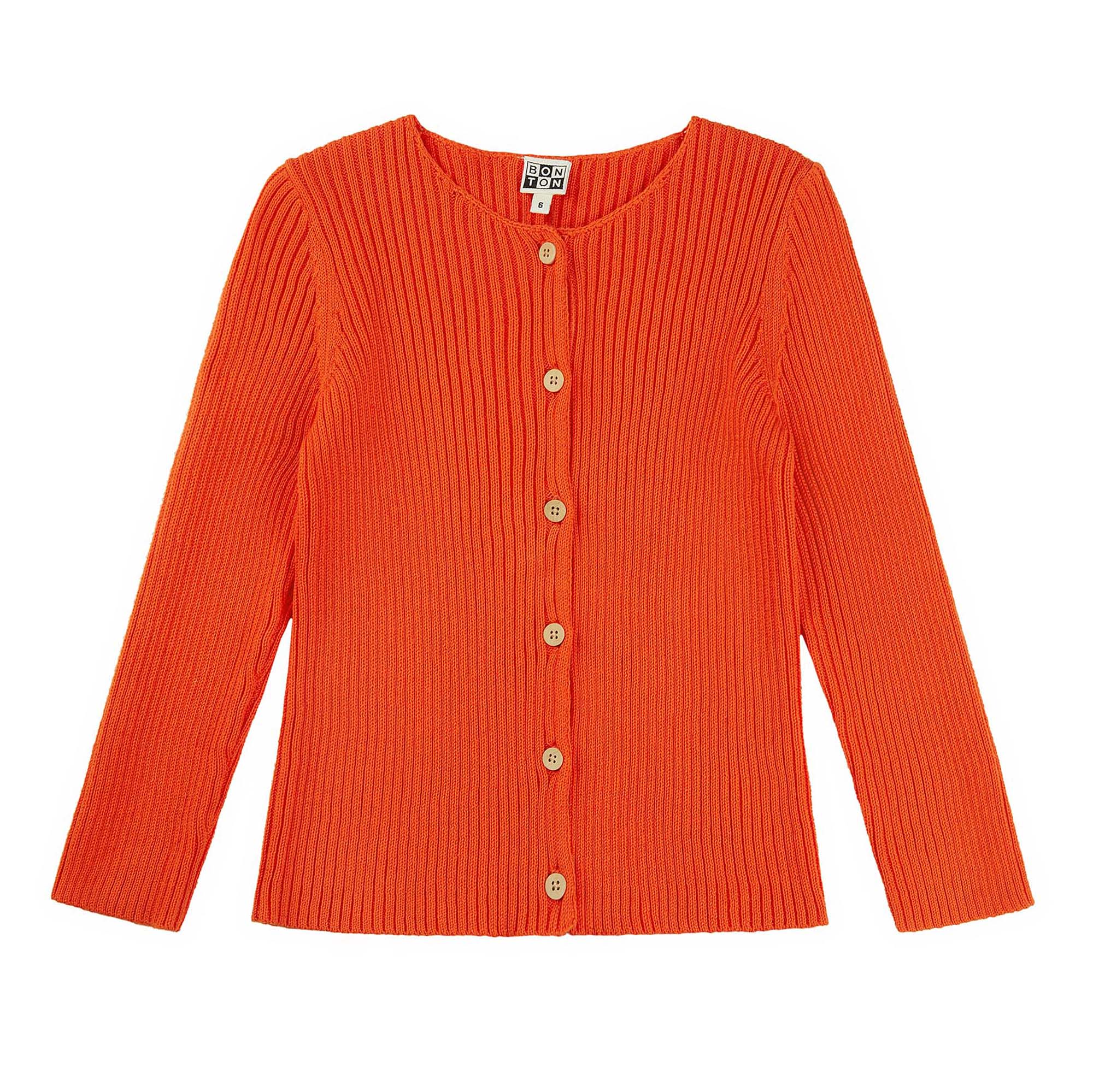 Girls Orange Red Cotton Cardigan