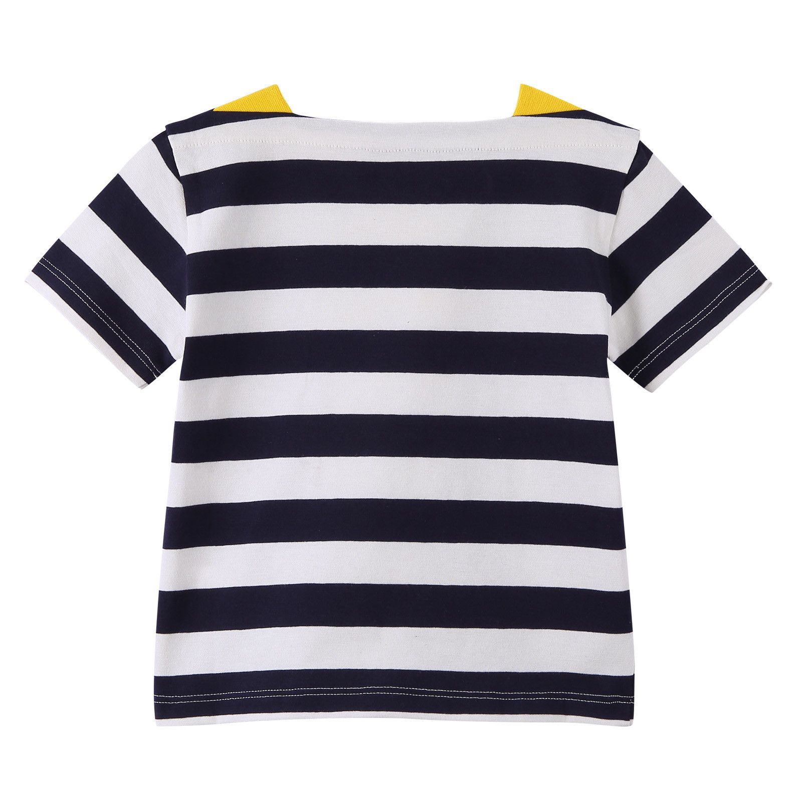 Baby Boys White&Navy Blue Stripe Cotton T-Shirt - CÉMAROSE | Children's Fashion Store - 2