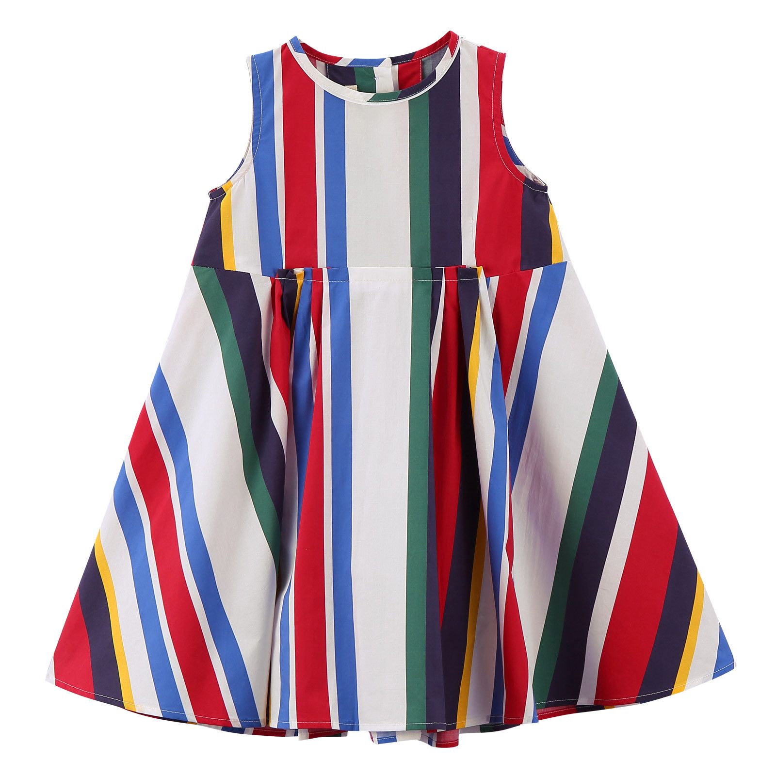 Girls Multicolor Striped Cotton Poplin Dress - CÉMAROSE | Children's Fashion Store - 1