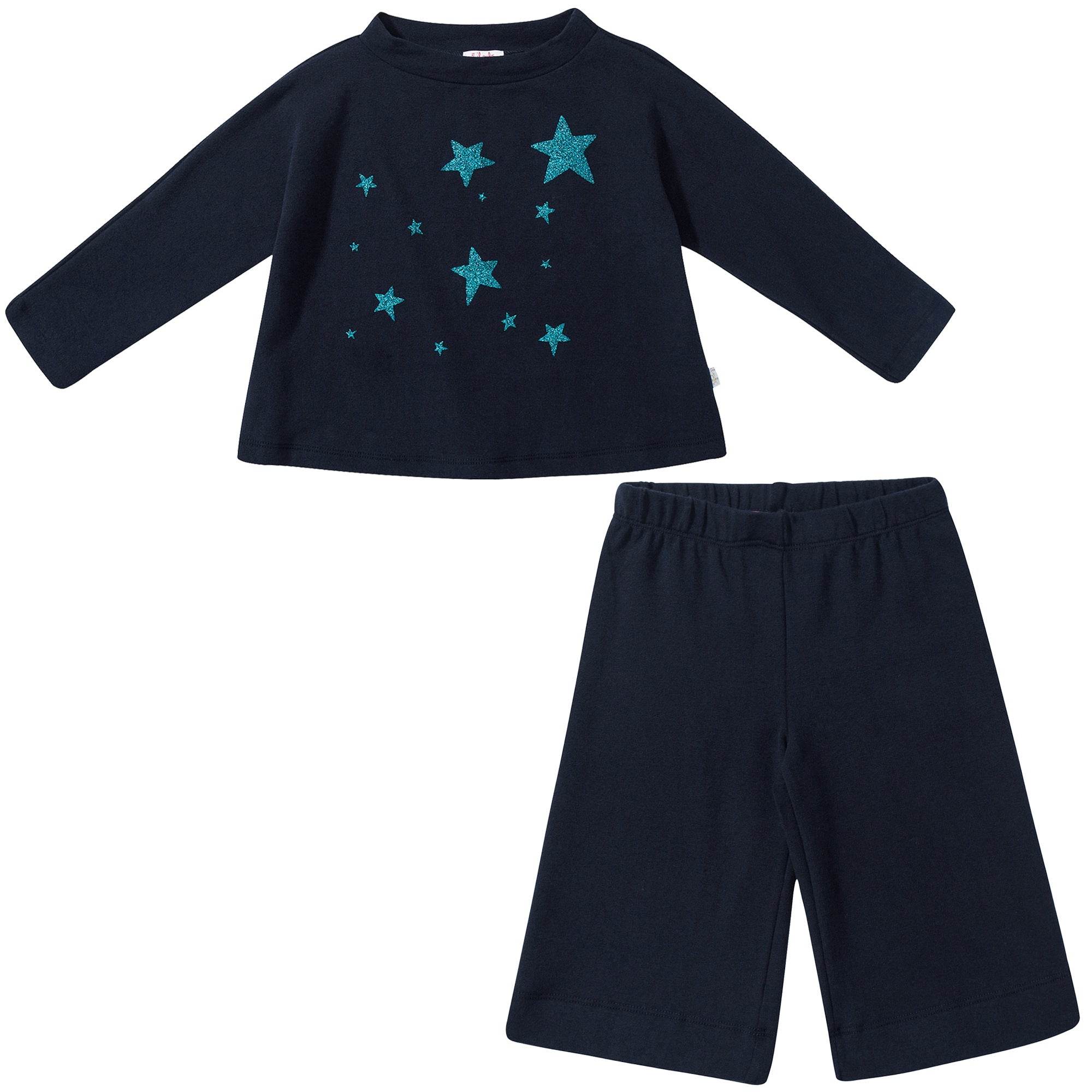 Girls Navy Blue Cotton Two Piece Sets