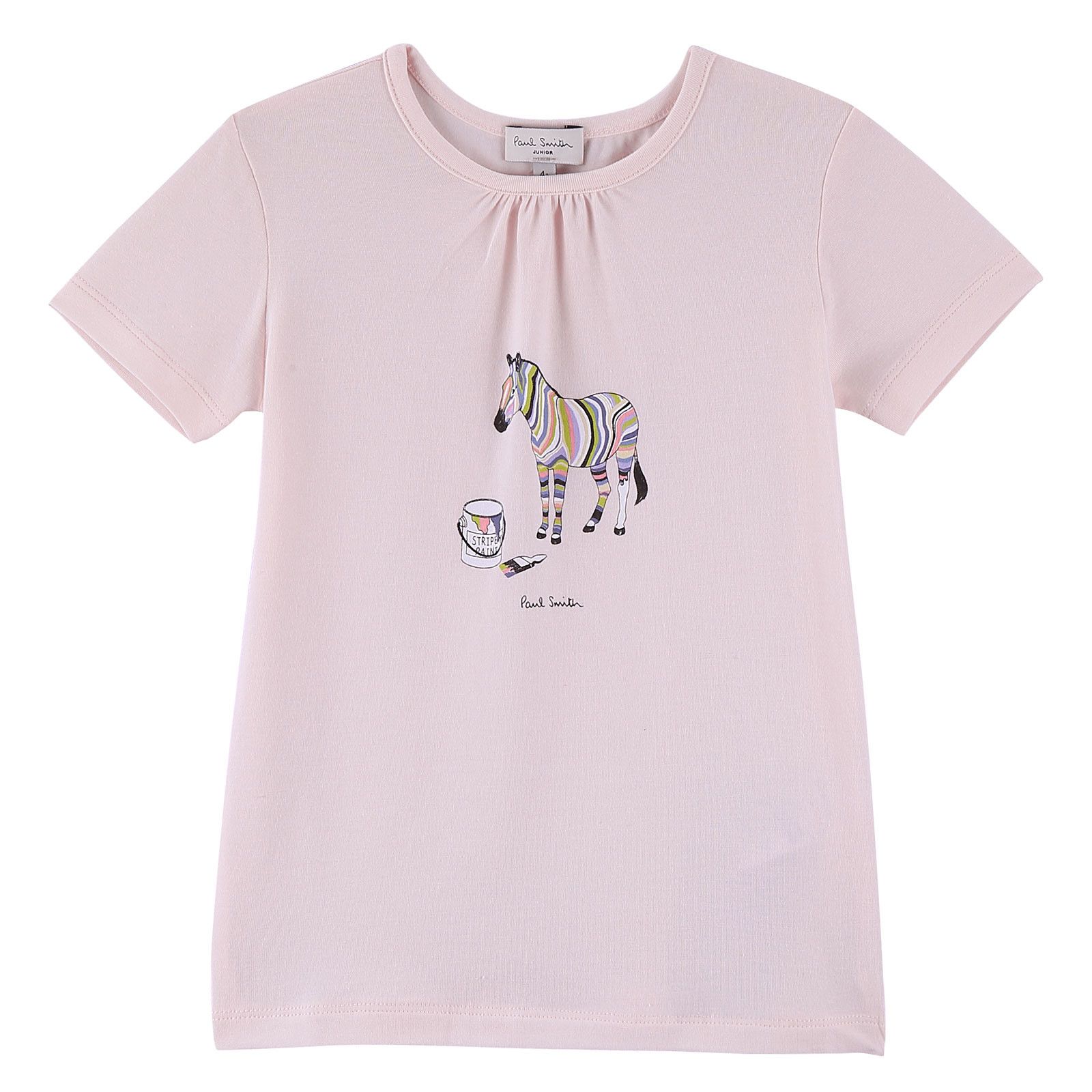 Girls Pink Cotton T-Shirt With Multicolor Horse Print - CÉMAROSE | Children's Fashion Store - 1