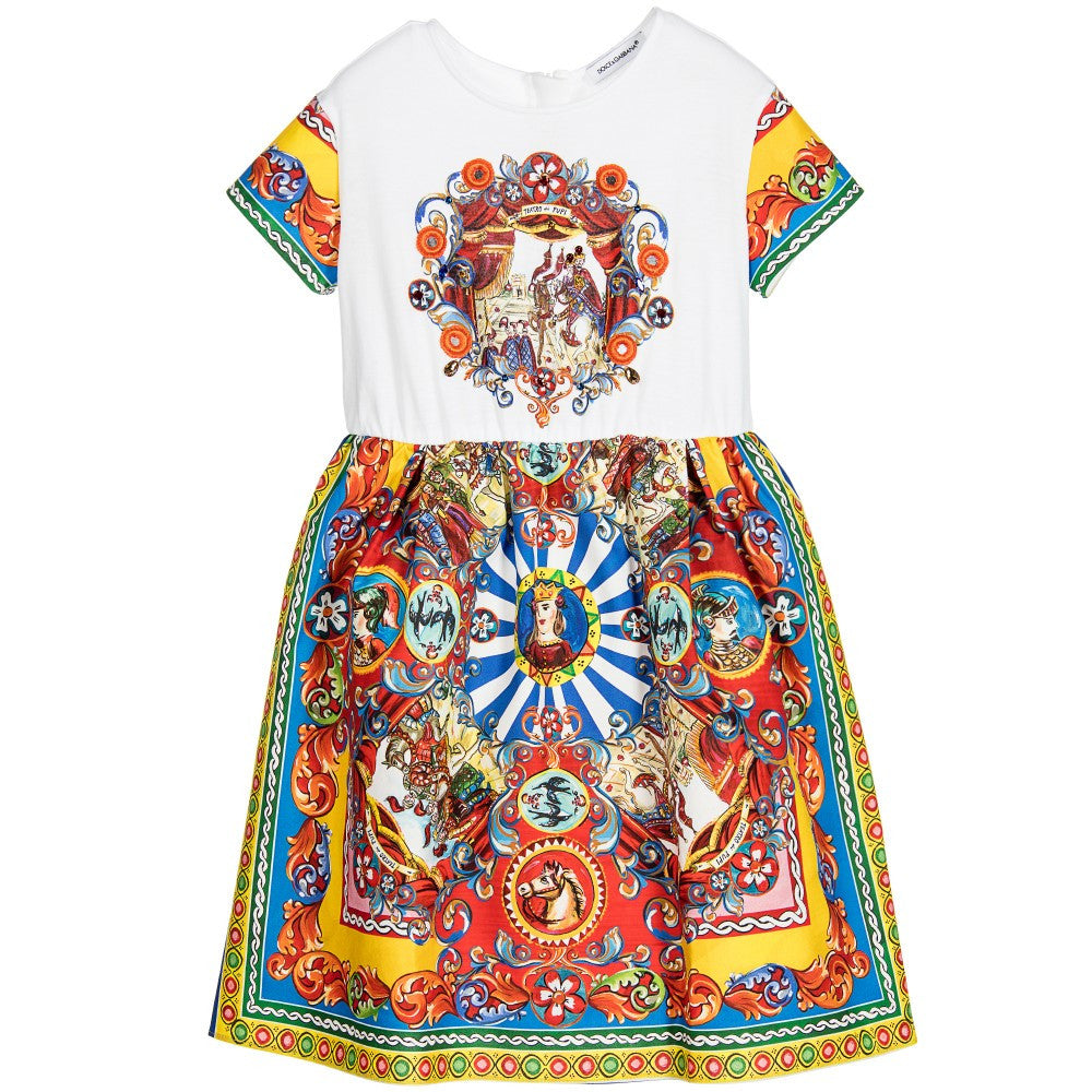 Girls Muliticolor Teatro Pupi Printed Dress - CÉMAROSE | Children's Fashion Store - 1