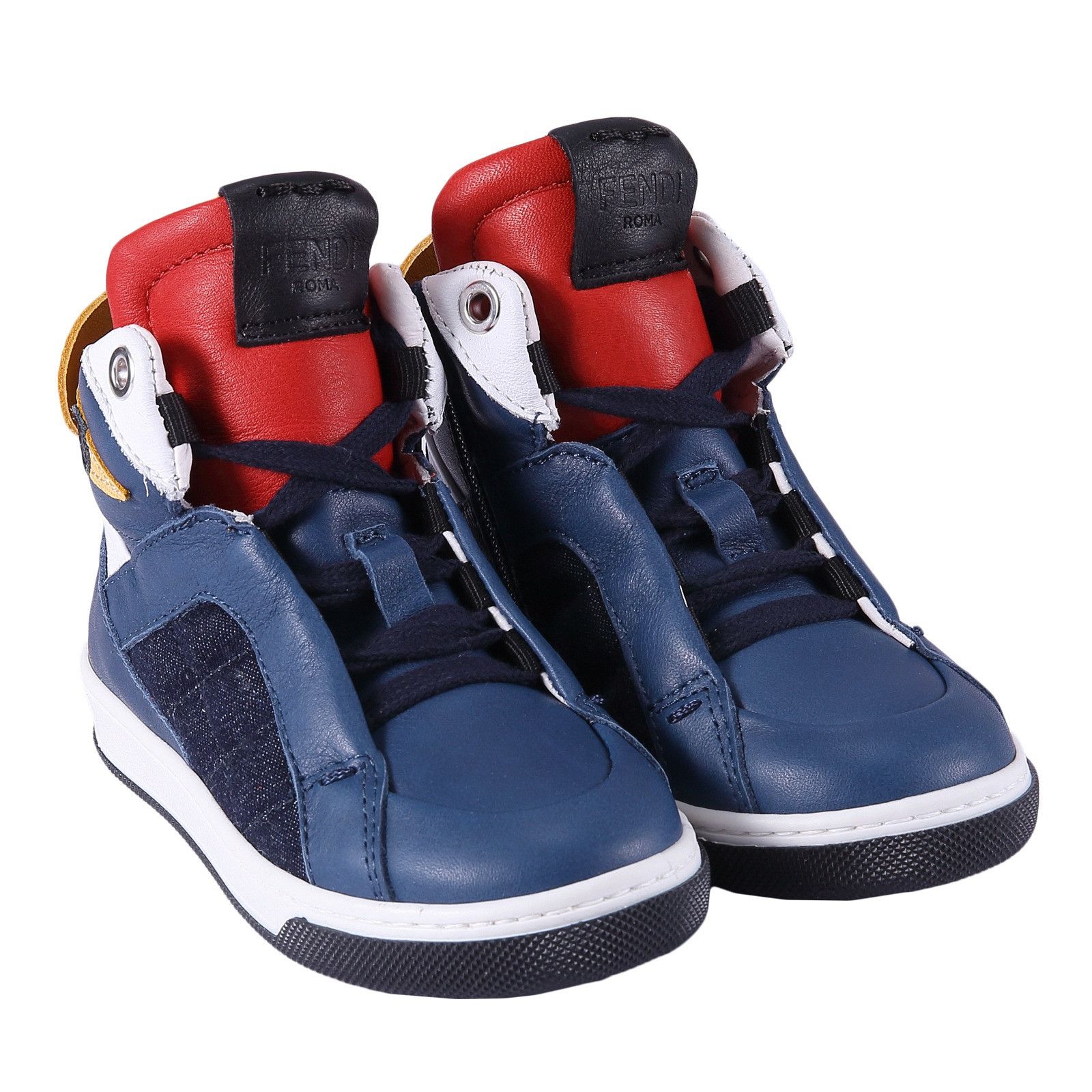 Boys Blue 'Monster' Leather High-Top Trainers - CÉMAROSE | Children's Fashion Store - 2