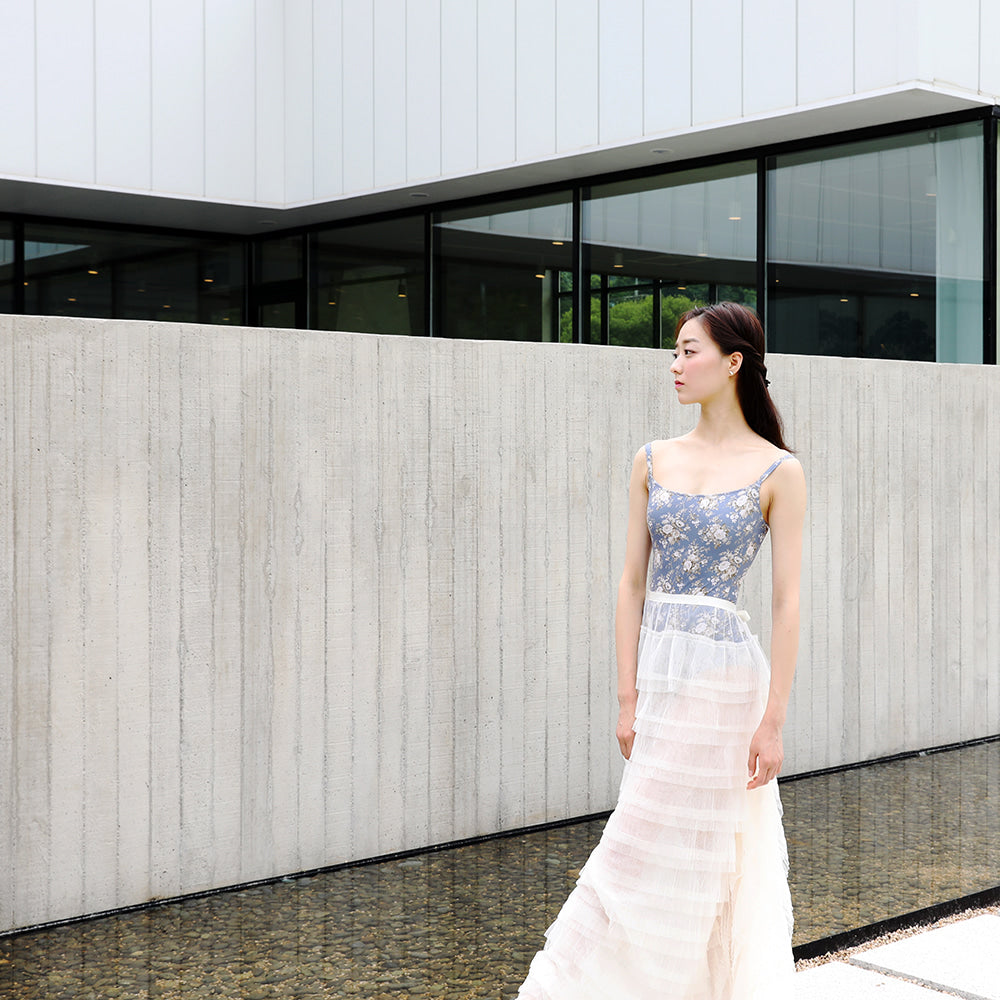 Girls Blue Floral Ballet Onesies