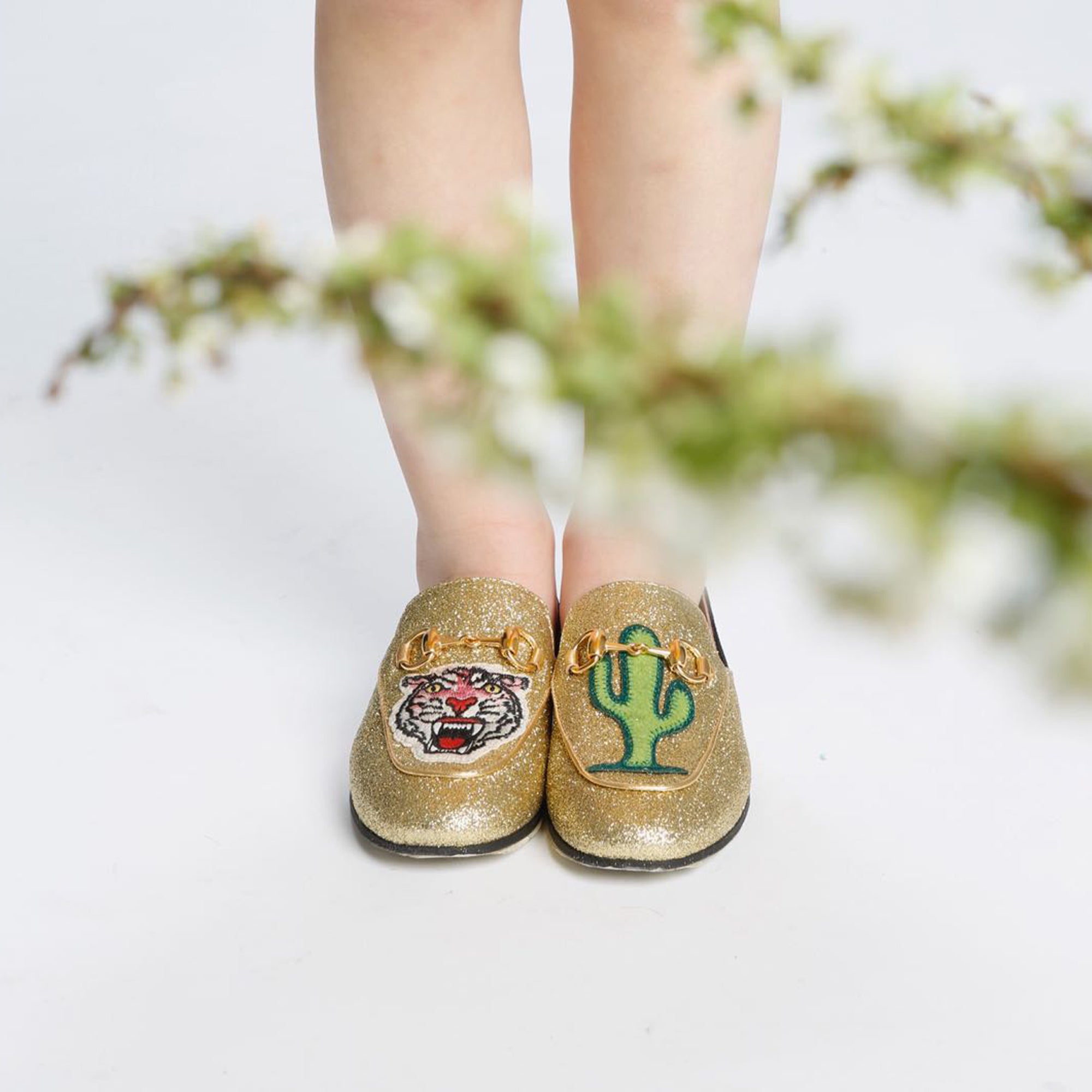 Baby Girls Golden Printed Shoes