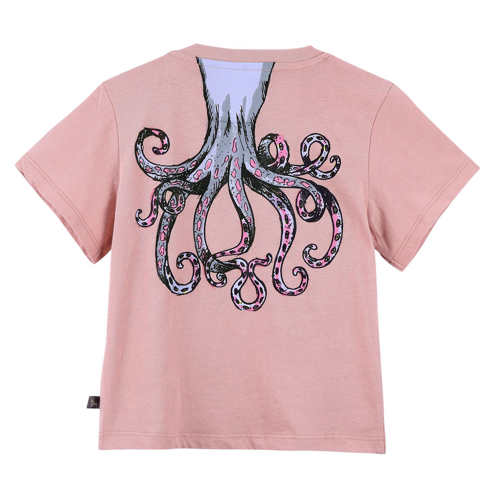Baby Girls Pink Cotton T-Shirt With Octopus Print Trims - CÉMAROSE | Children's Fashion Store - 2