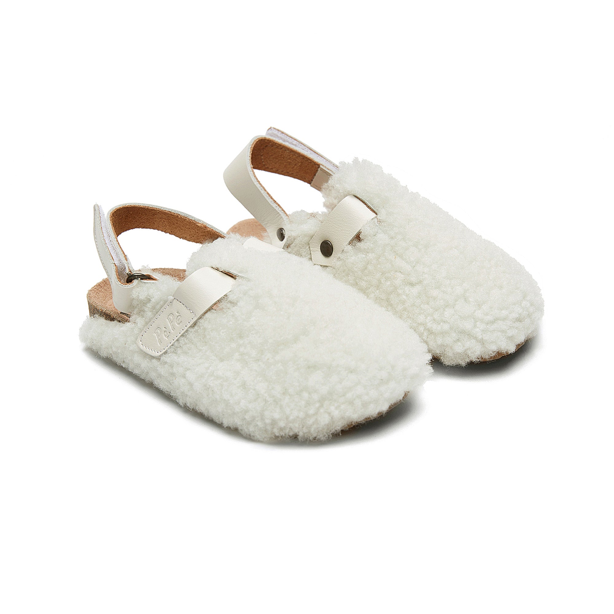 Boys & Girls White Slippers With Ankle Strap