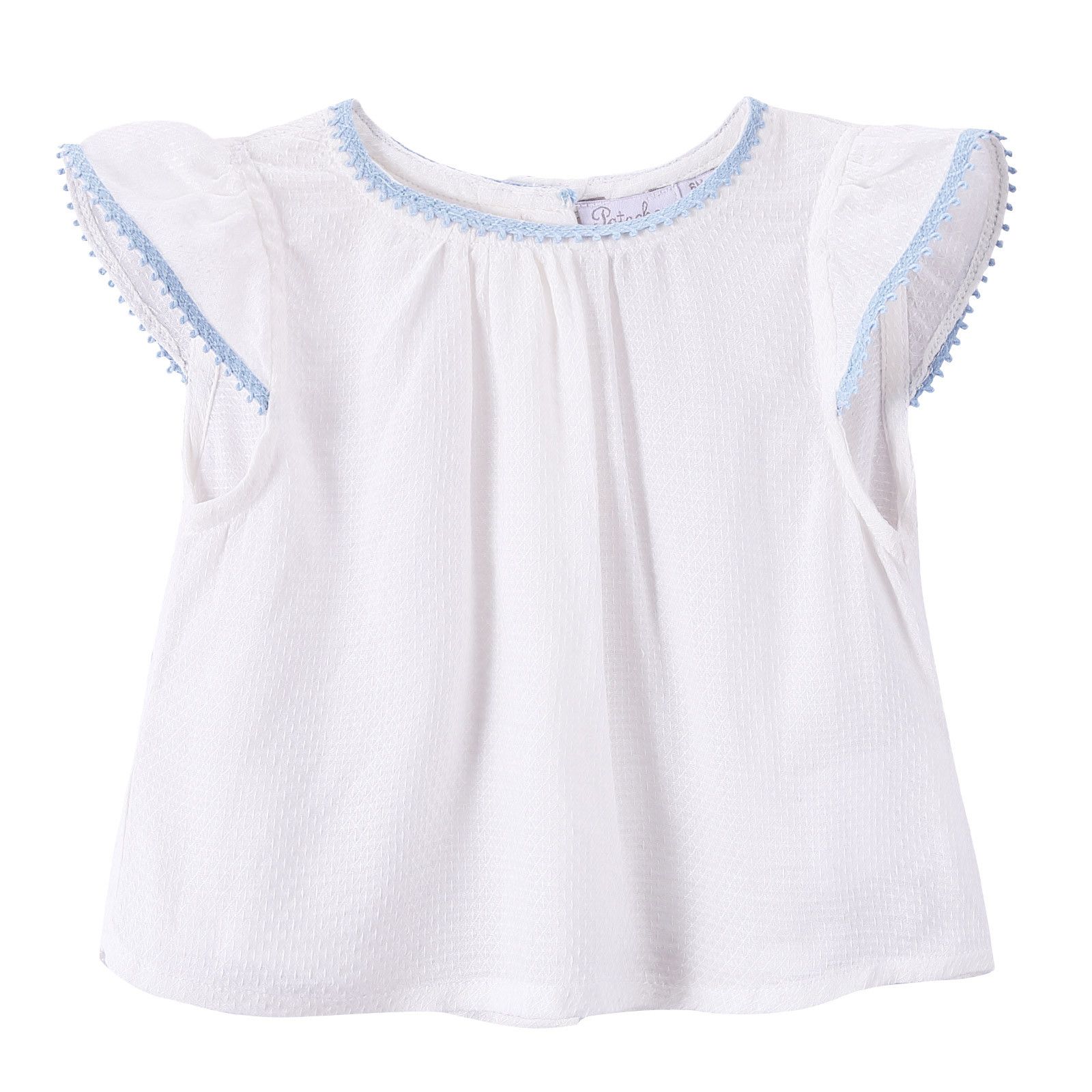 Baby Girls White Embroidered Edge Blouse - CÉMAROSE | Children's Fashion Store - 1