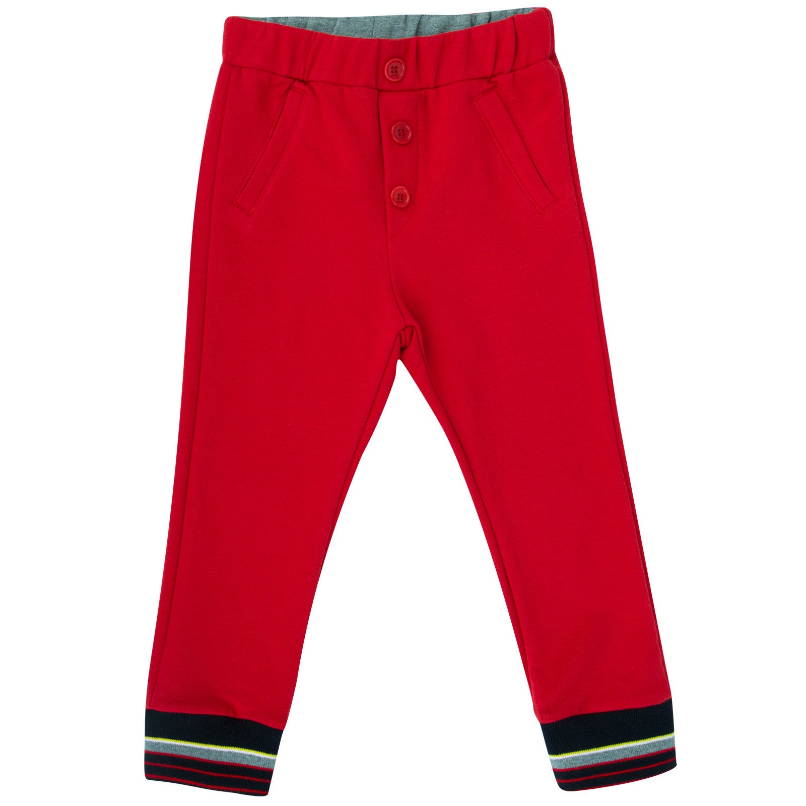 Baby Boys Red Monster Ribbed Ankle  Cuffs Trousers - CÉMAROSE | Children's Fashion Store - 1