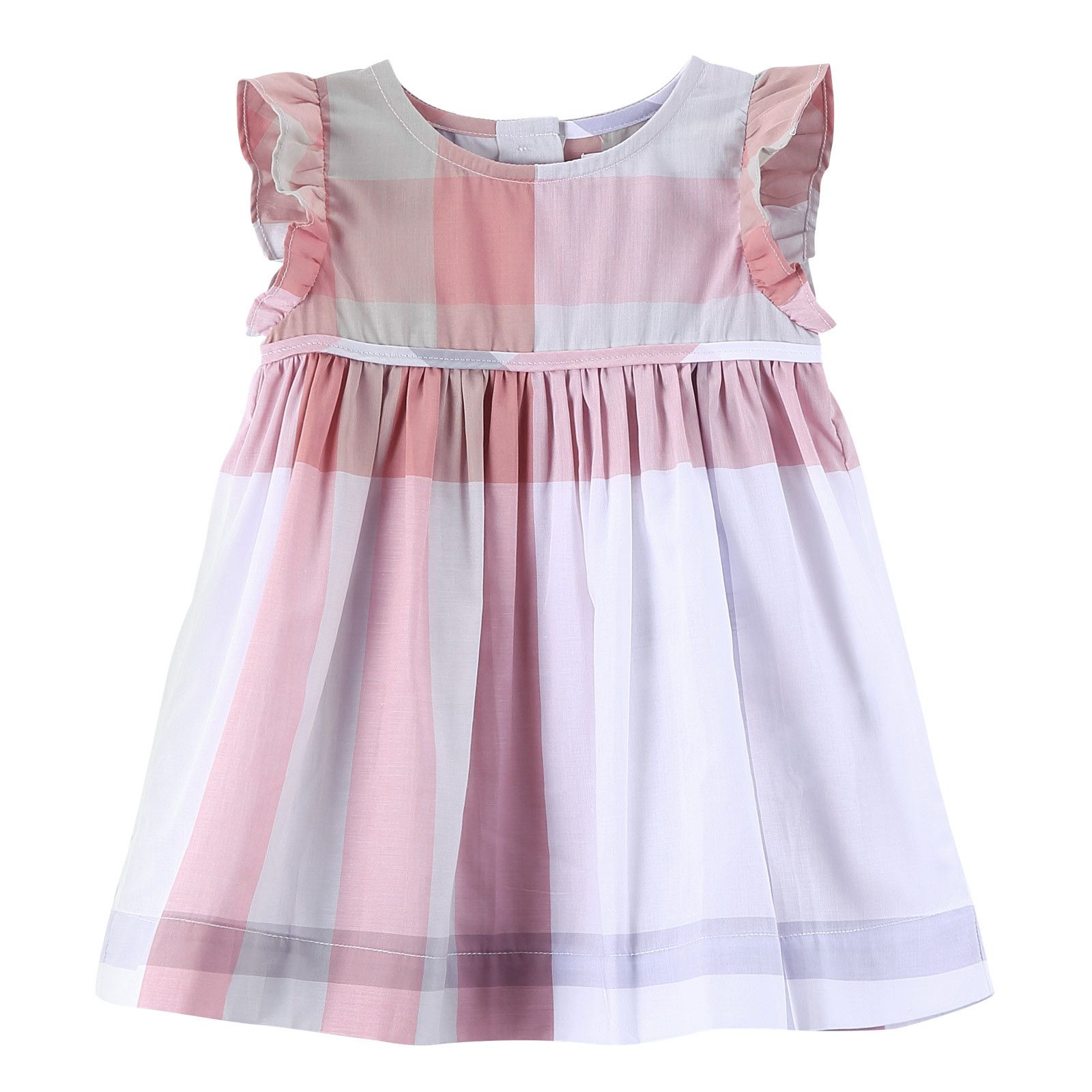 Baby Girls Pink Check Dress With Frill Sleeve - CÉMAROSE | Children's Fashion Store - 1
