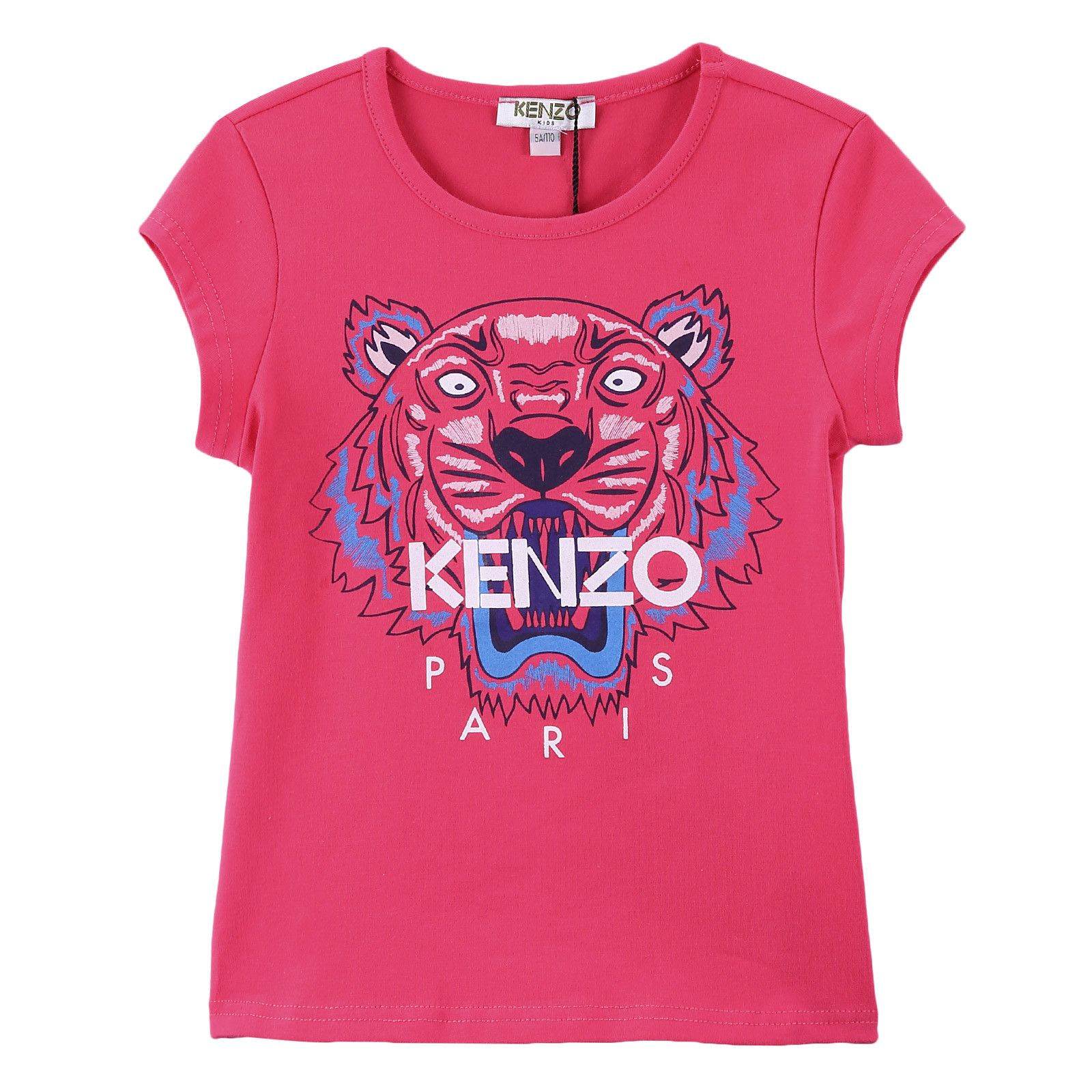 Girls Red Tiger Head Printed Cotton Jersey T-Shirt - CÉMAROSE | Children's Fashion Store - 1