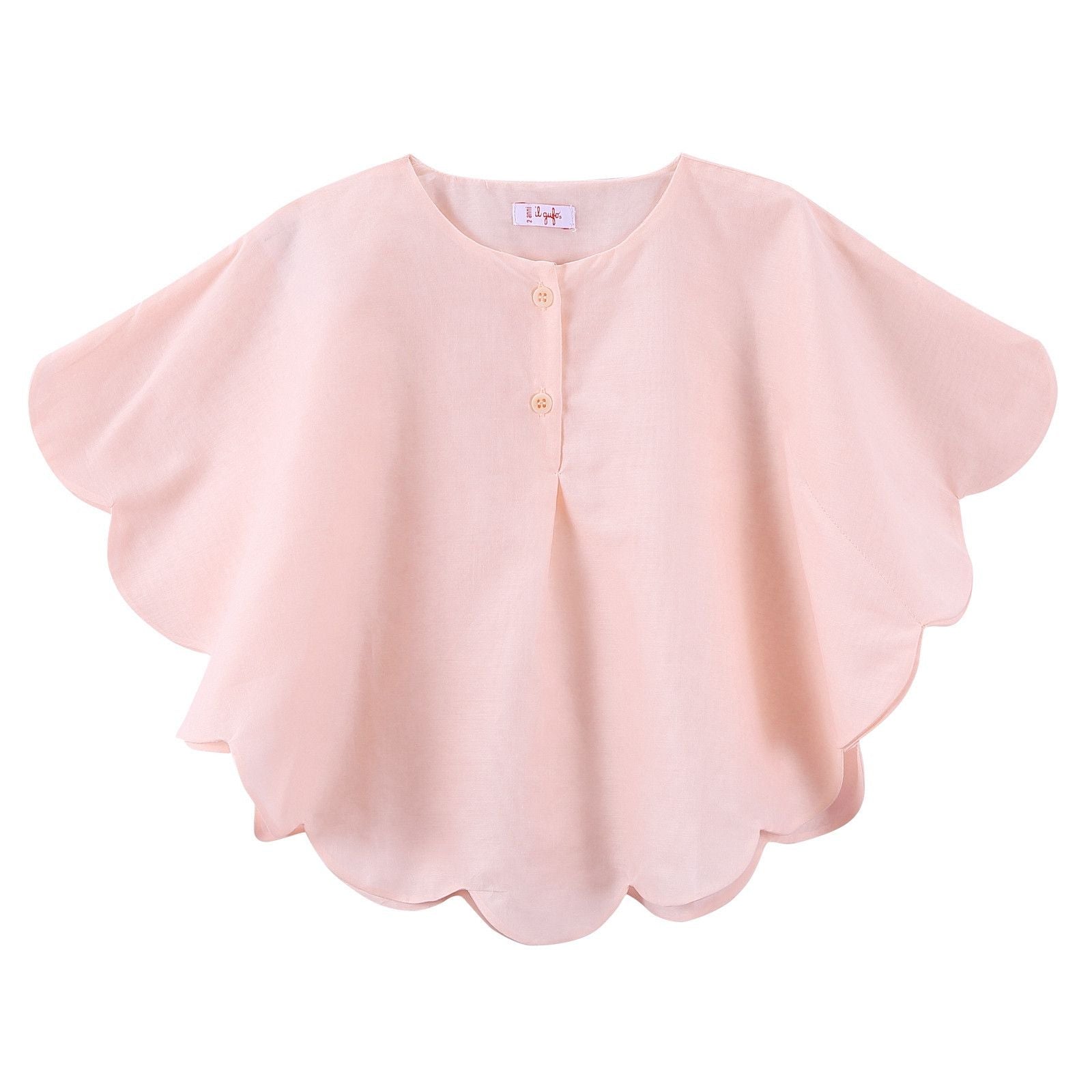 Girls Light Pink Cotton Frill Cape - CÉMAROSE | Children's Fashion Store - 1