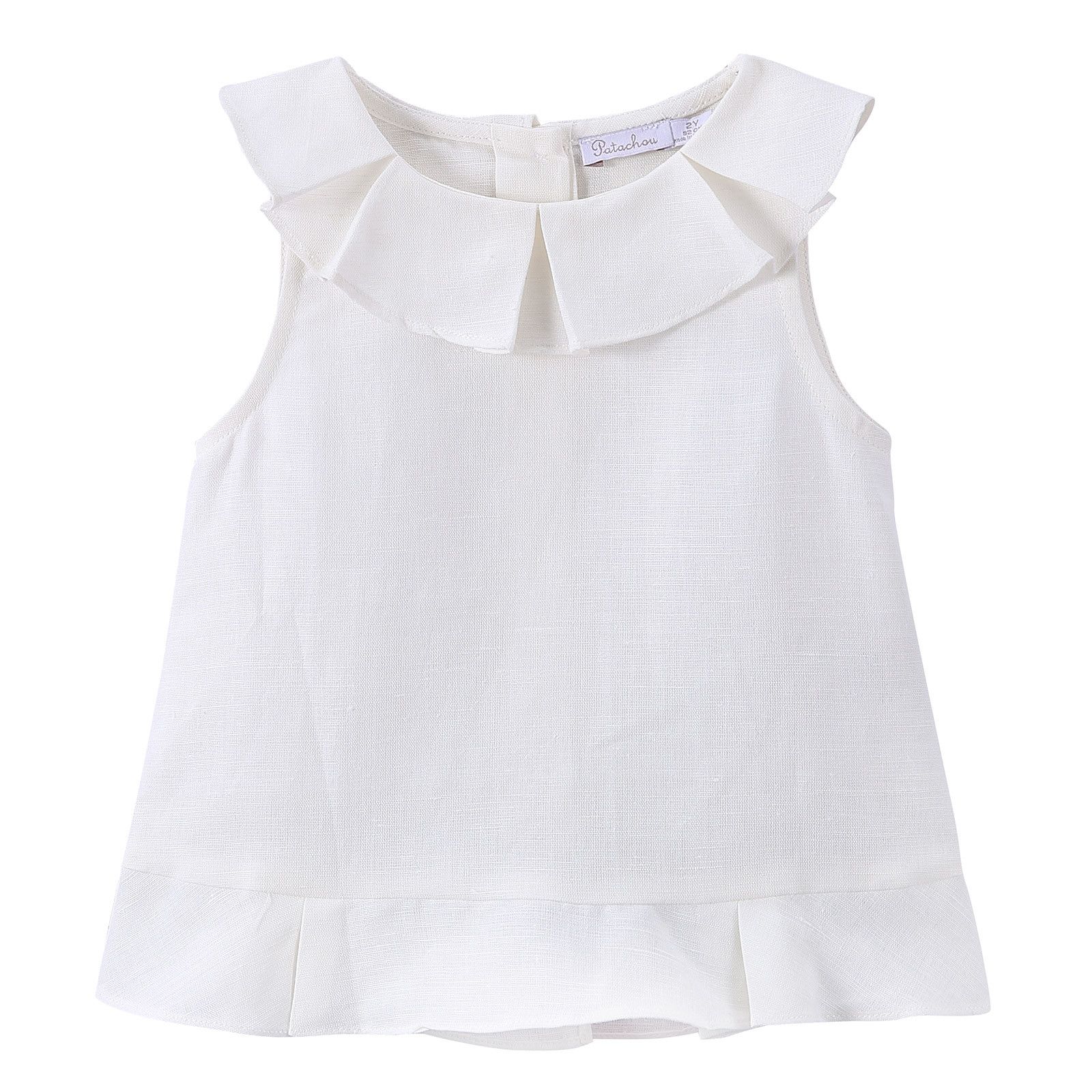 Girls Milk White Ruffled Collar Blouse - CÉMAROSE | Children's Fashion Store - 1