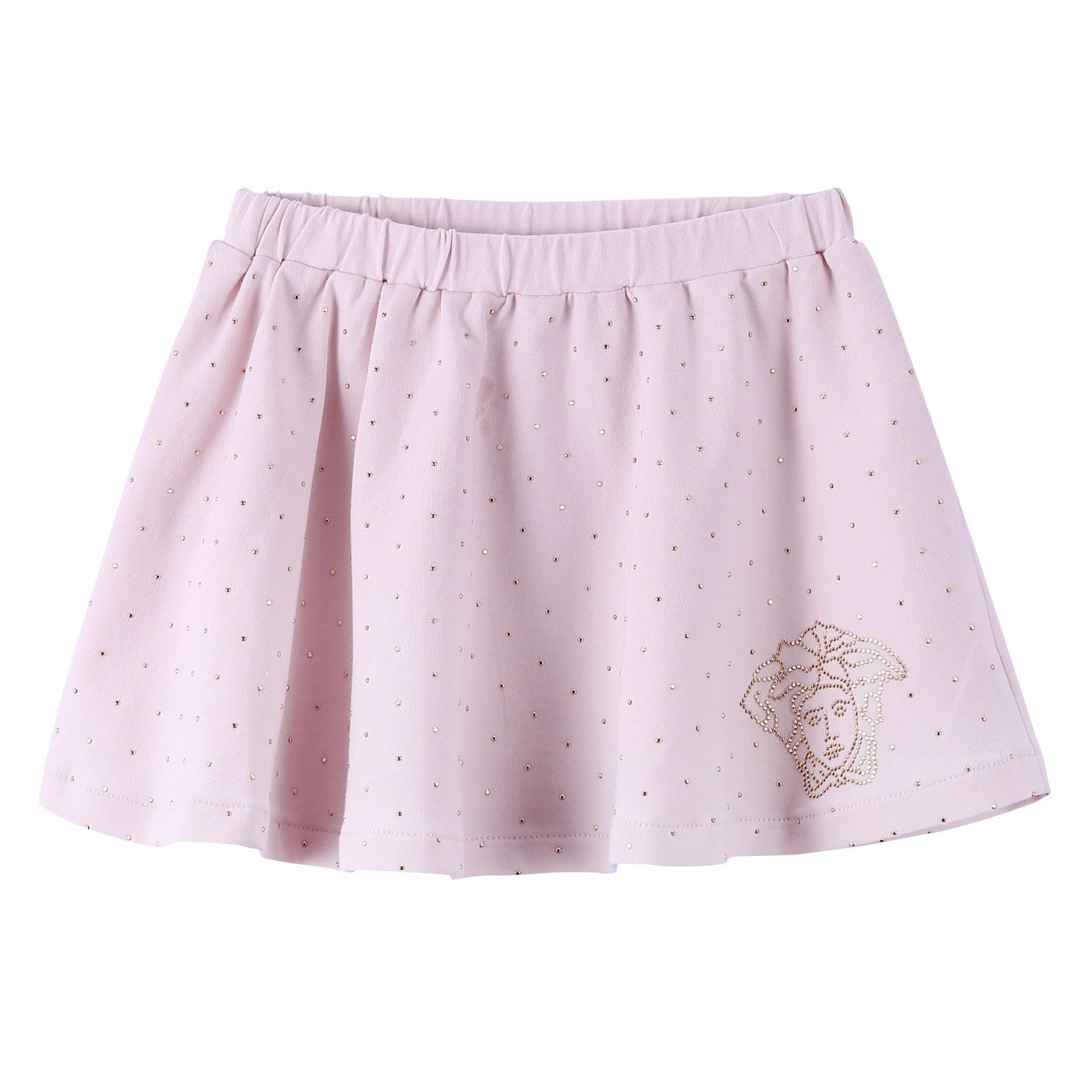 Baby Girls Pink Cotton Skirt With Gold Spot Trims - CÉMAROSE | Children's Fashion Store - 1