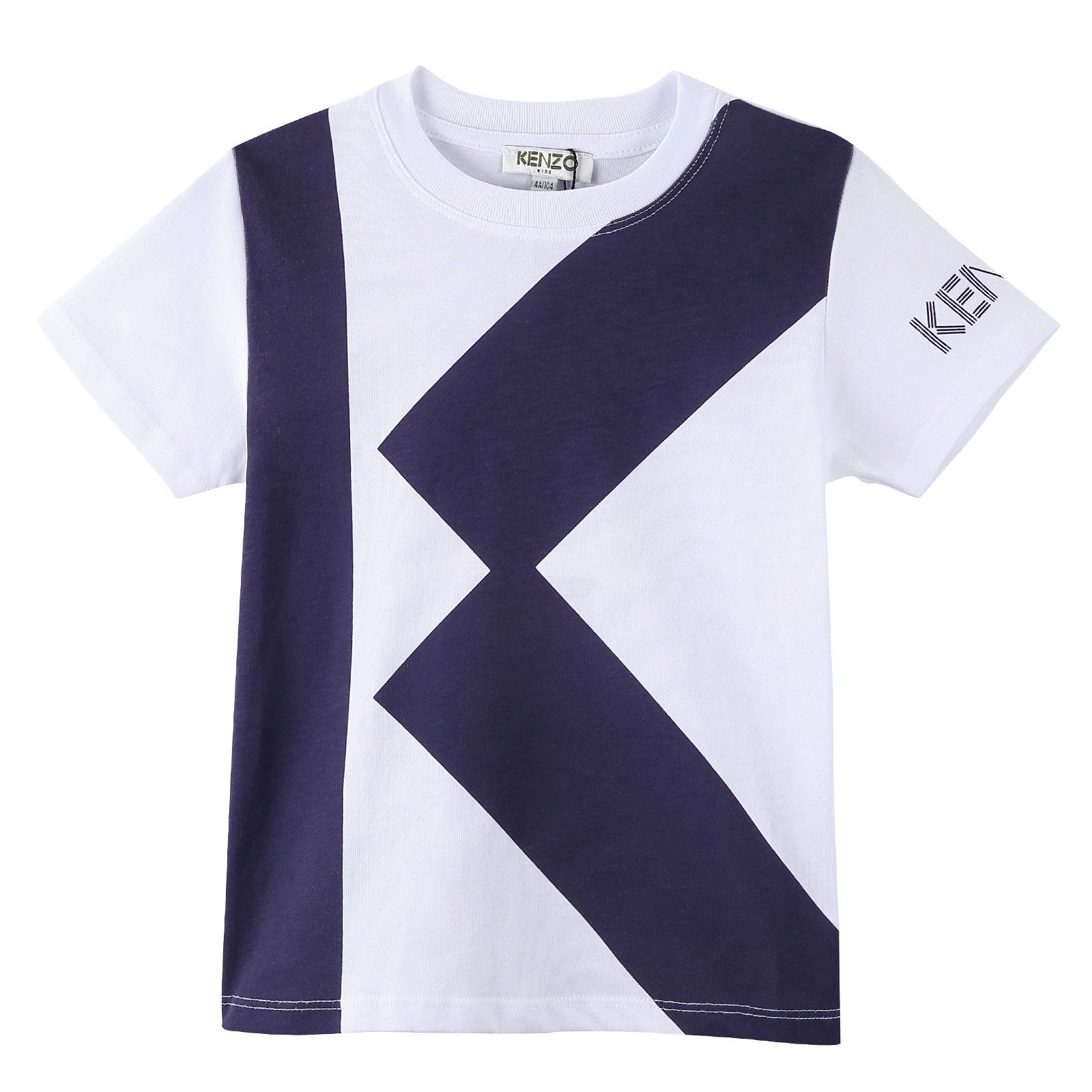 Boys White Cotton T-Shirt With 'K' Print Trims - CÉMAROSE | Children's Fashion Store - 1