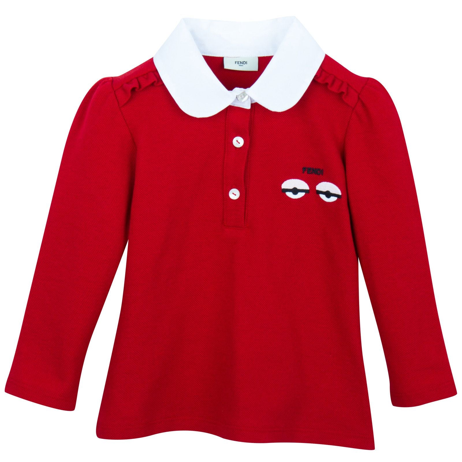 Baby Girls Red Monster Long Sleeve Polo Shirt - CÉMAROSE | Children's Fashion Store - 1