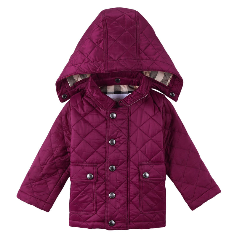 Baby Girls Fritillary Pink Lattice Hooded Jacket - CÉMAROSE | Children's Fashion Store - 1