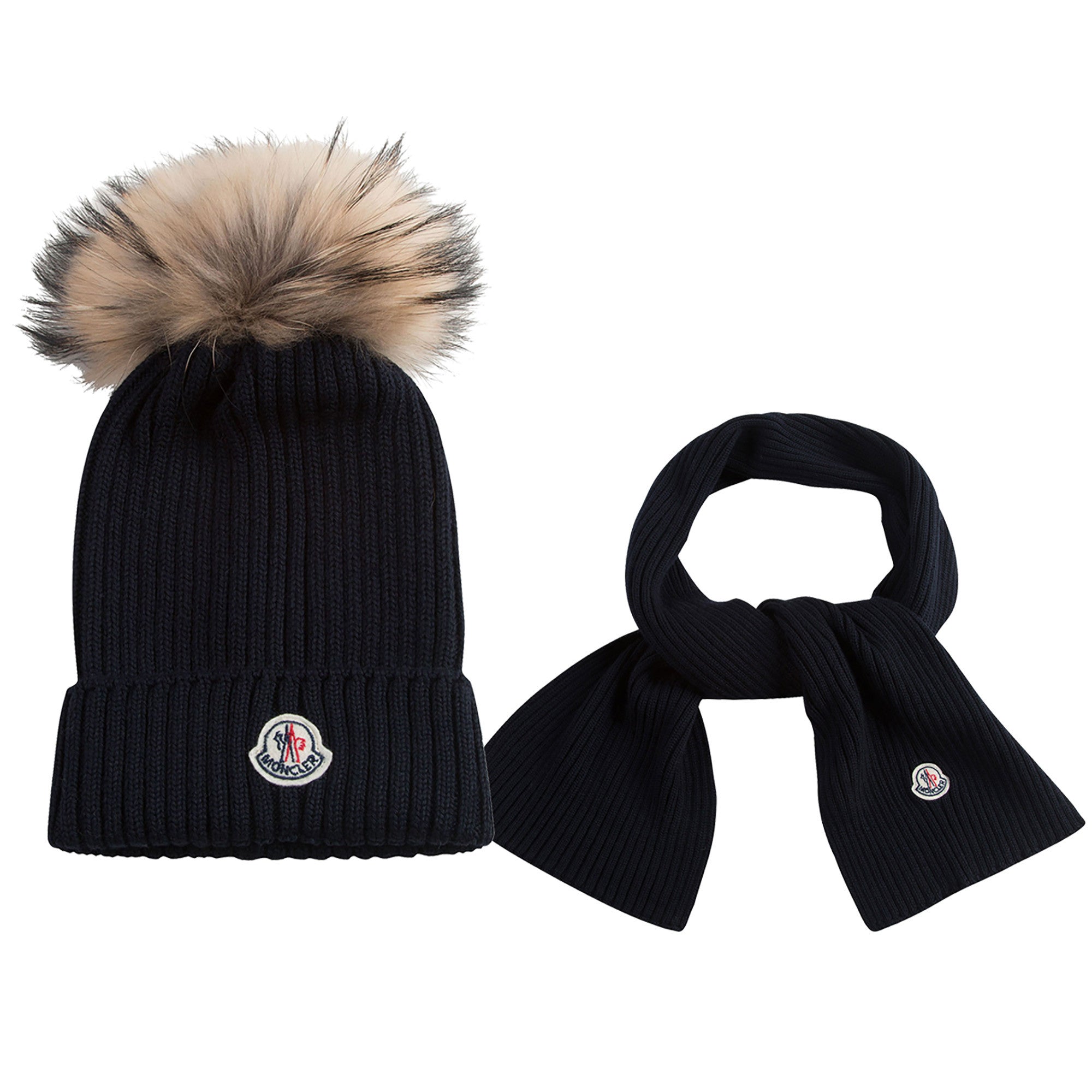 Boys & Girls Navy Blue Plush Trims Knitted Hat & Scarf Sets - CÉMAROSE | Children's Fashion Store - 1