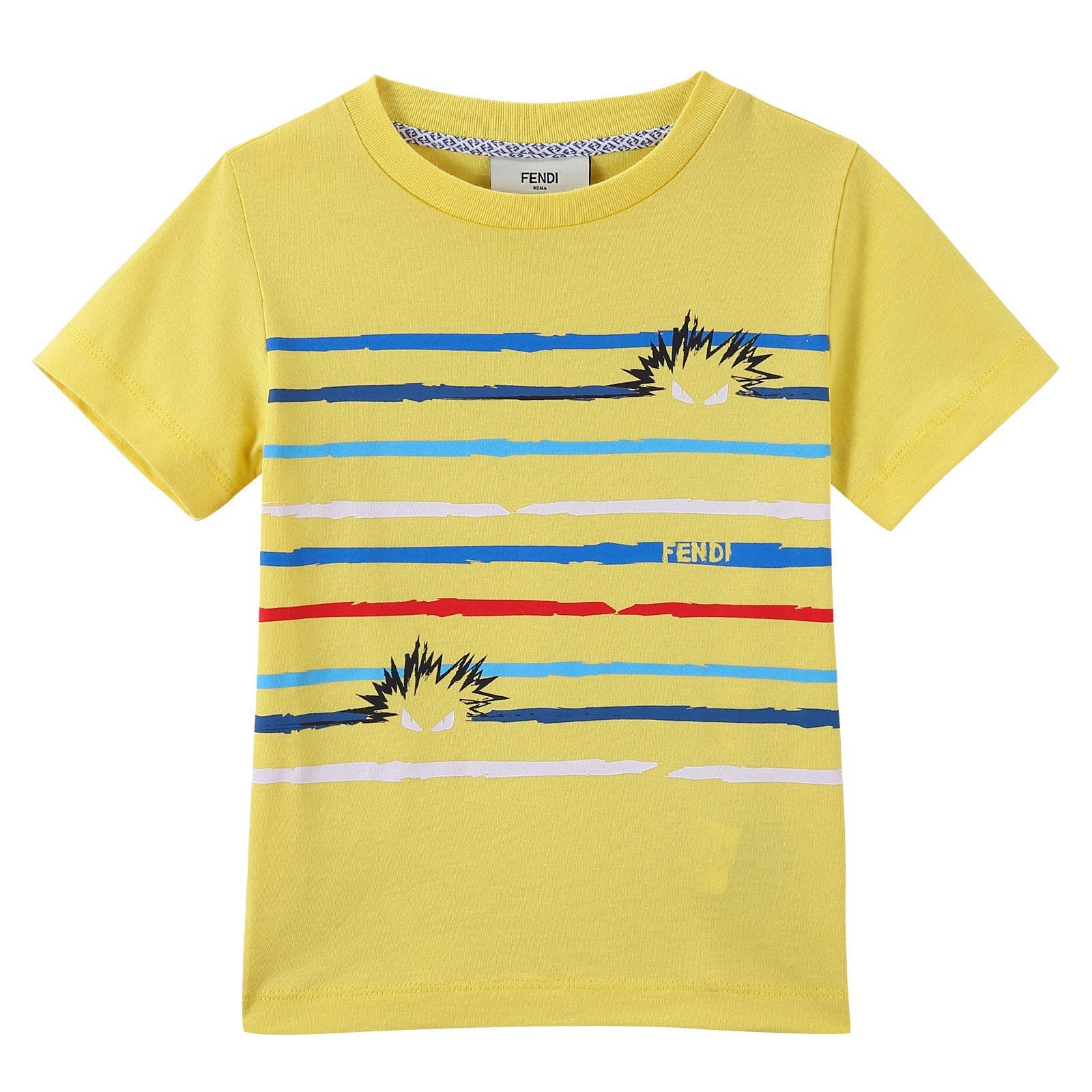 Boys Yellow Cotton T-Shirt With Multicolour Stripe - CÉMAROSE | Children's Fashion Store - 1