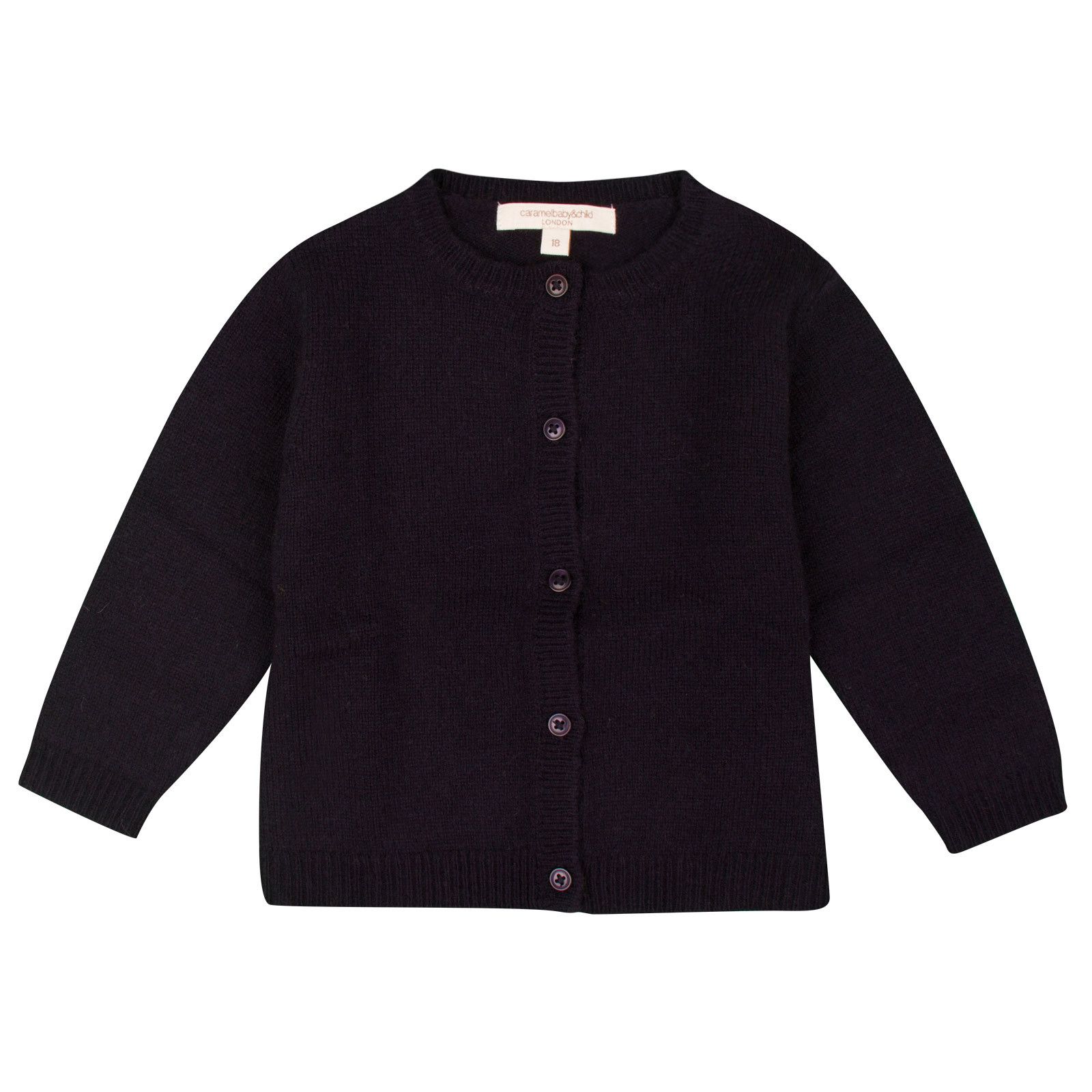 Boys&Girls Navy Blue Knitted Jersey Wool Cardigan - CÉMAROSE | Children's Fashion Store - 1