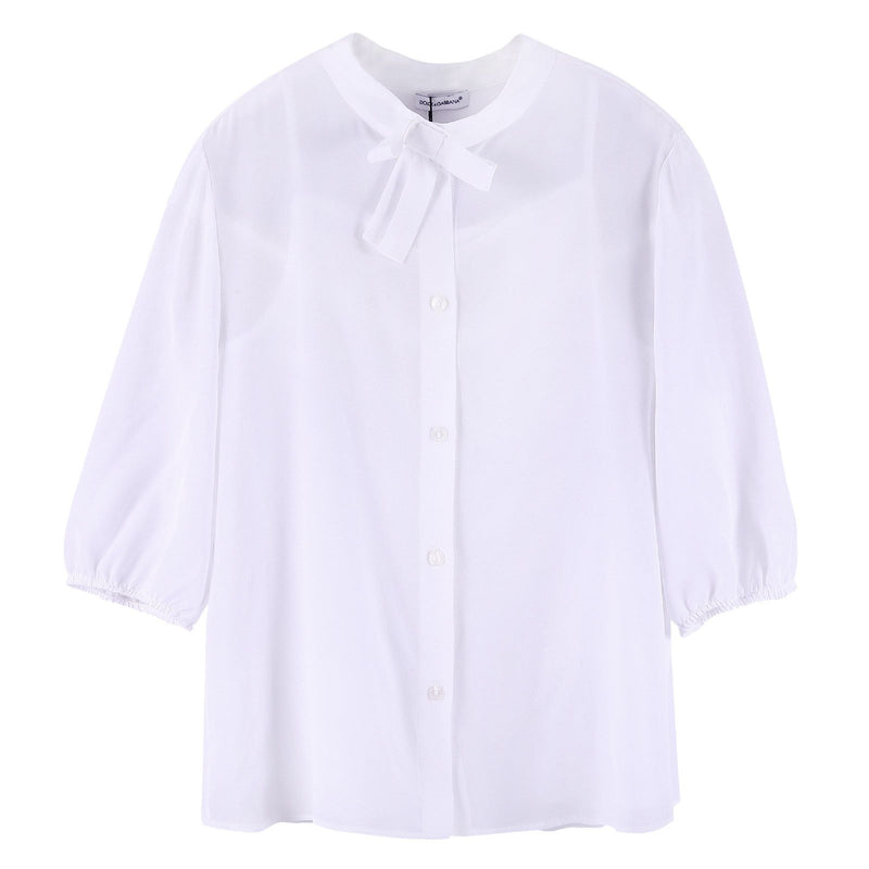 Girls Ivory Ribbon Trims See-Through Blouses - CÉMAROSE | Children's Fashion Store - 1
