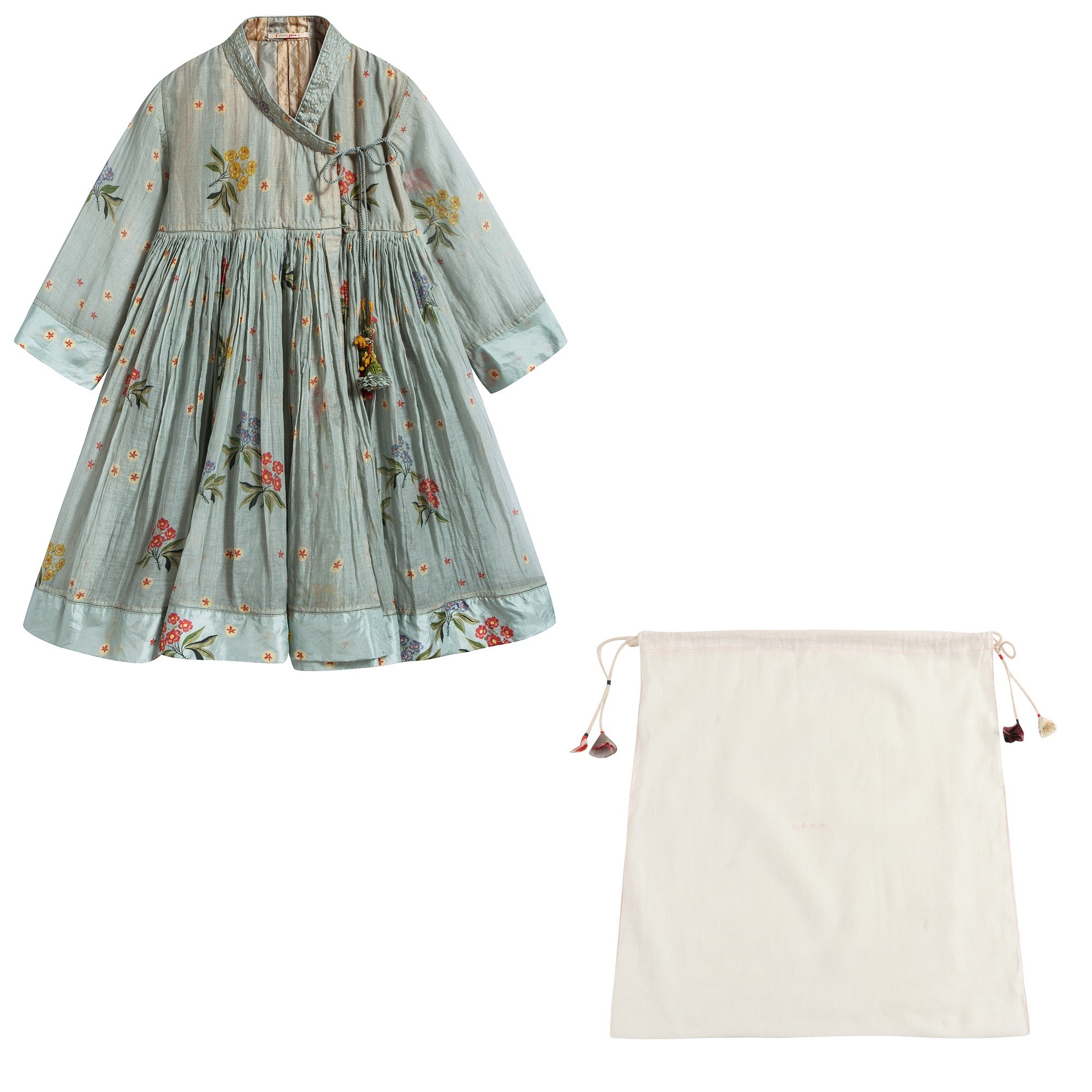Girls Cyan Embroidery Dress