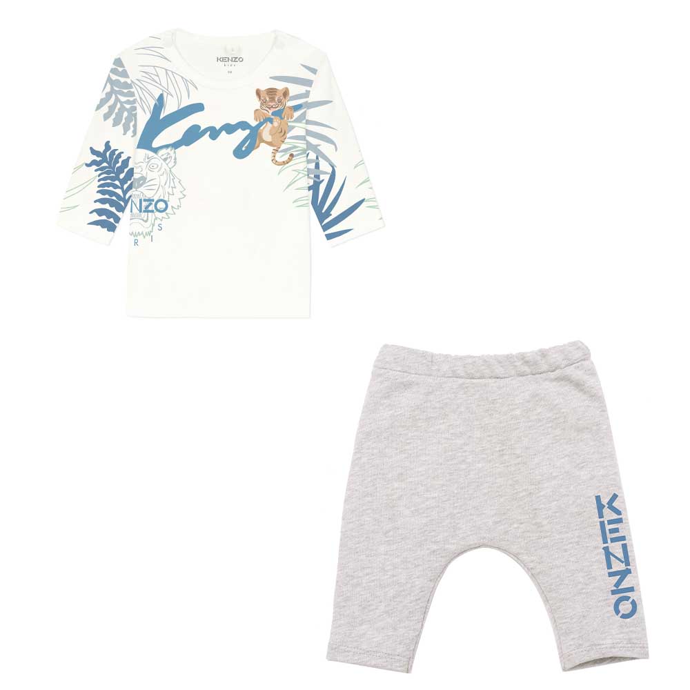 Baby Boys White & Grey Cotton Set