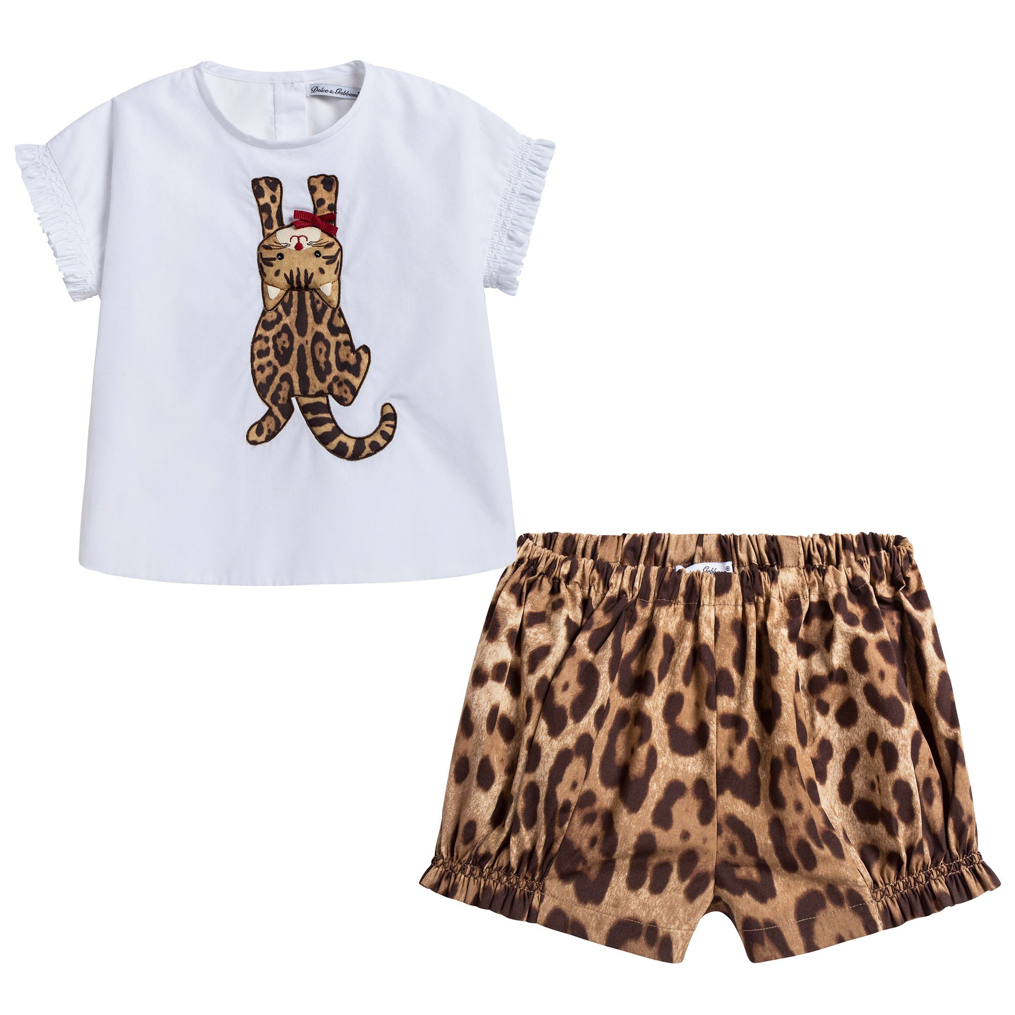Girls Leopard Print Zambia Top & Shorts Set