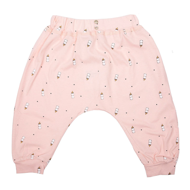 Baby Girls Light Pink Milk Bottle Printed Trousers - CÉMAROSE | Children's Fashion Store