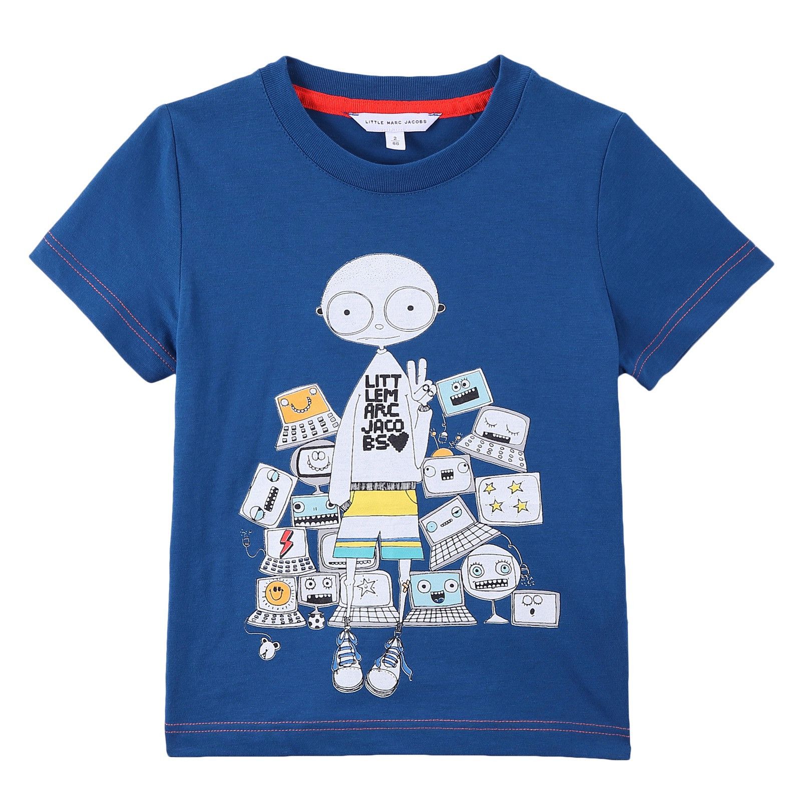 Boys Blue 'Mr Marc' Printed Cotton Jersey T-Shirt - CÉMAROSE | Children's Fashion Store - 1
